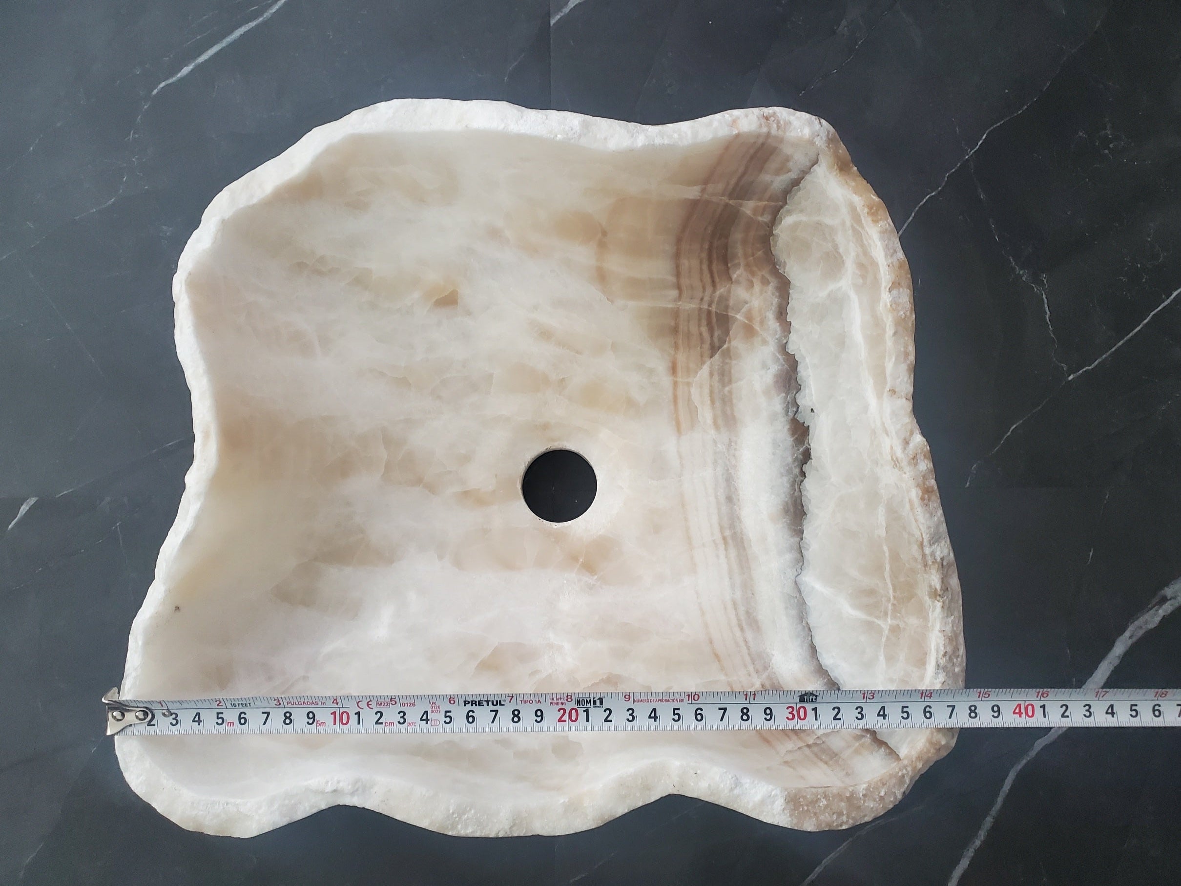 S27_05 Onyx Stone Bathroom Vessel Sink - 15 x 13.5 inch