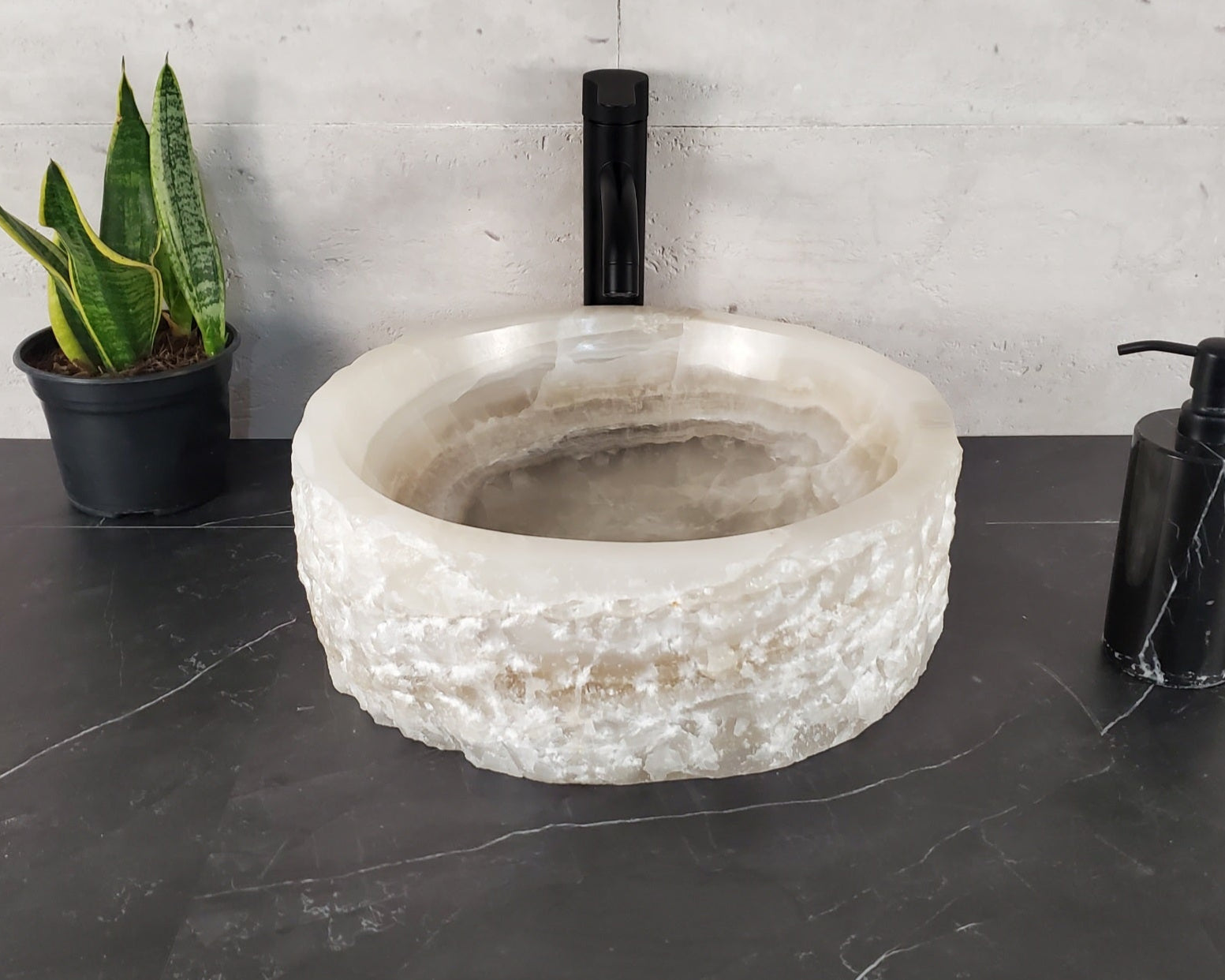 S27_14 Round Onyx Round Vessel Sink