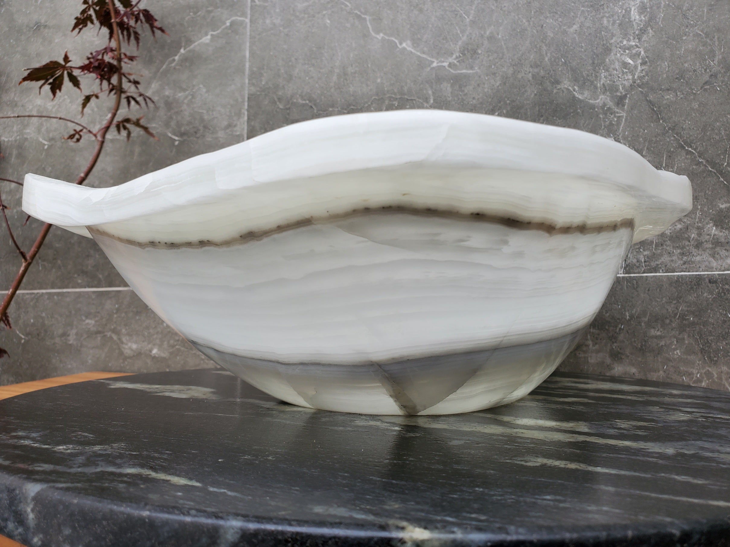 S30_10 Onyx Stone Vessel Bathroom Sink - 17 x 14 inch