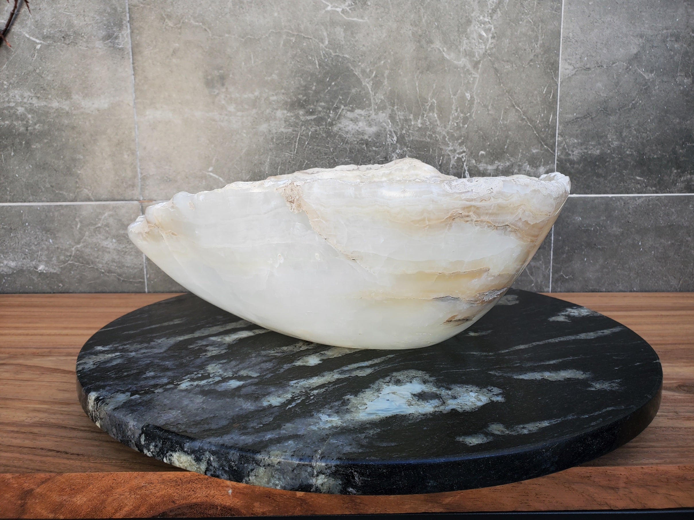 S29_07 Onyx Stone Bathroom Vessel Sink - 17 x 14 inch