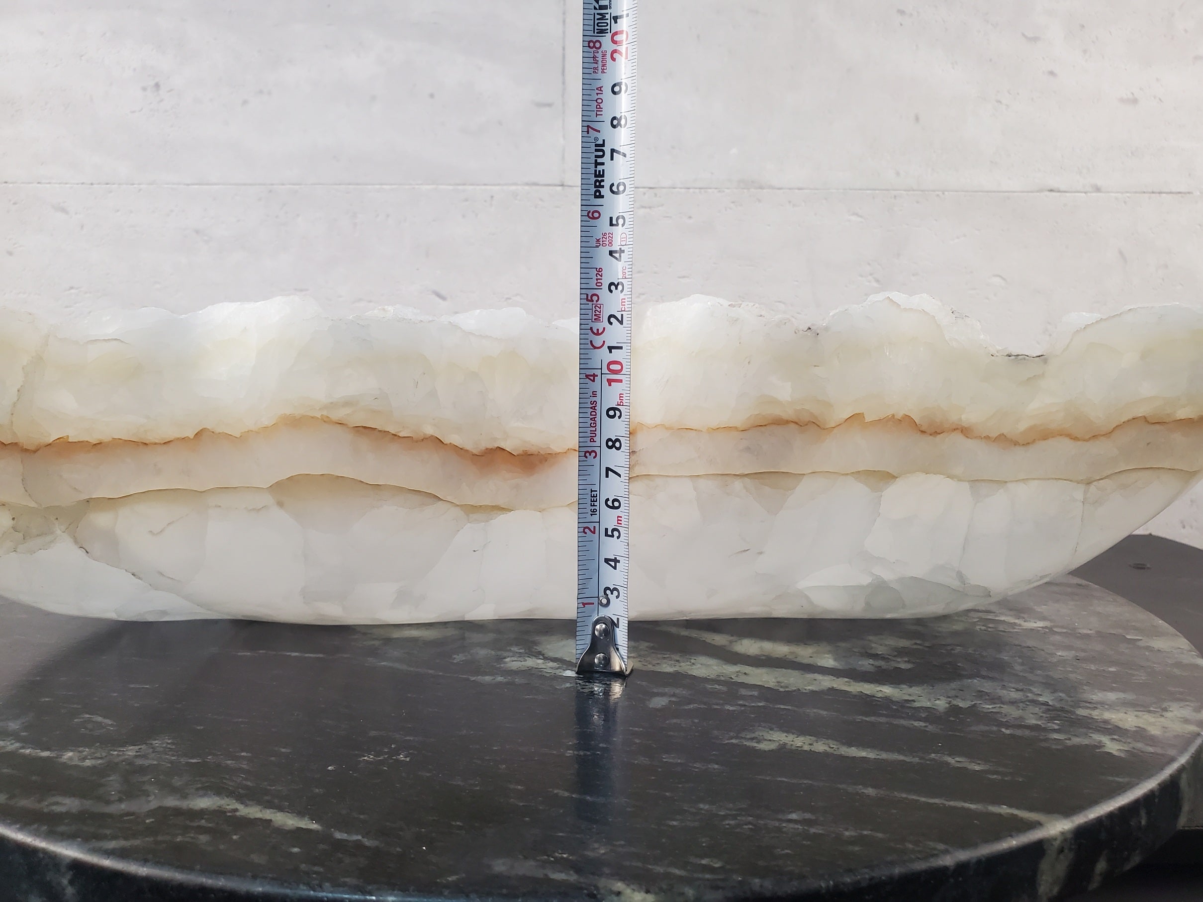 S27_02 White Onyx Stone Bathroom Vessel Sink - 20 x 12.5 inch
