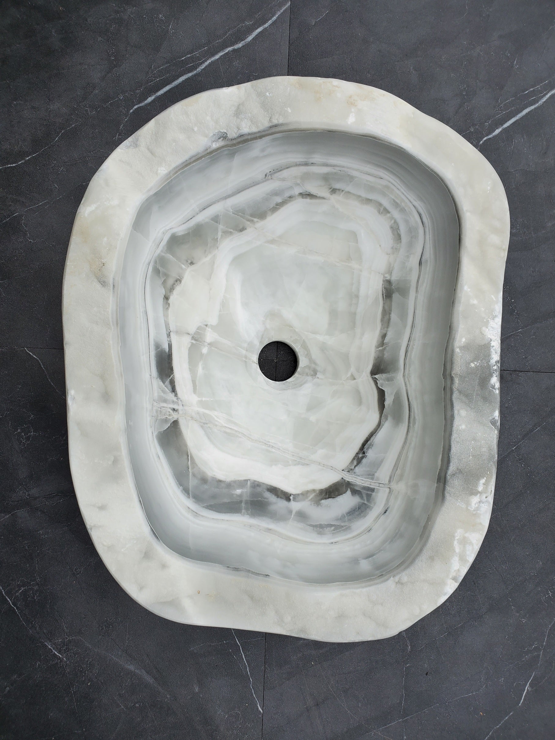 S30_05 Onyx Stone Vessel Bathroom Sink - 18 x 14.5 inch