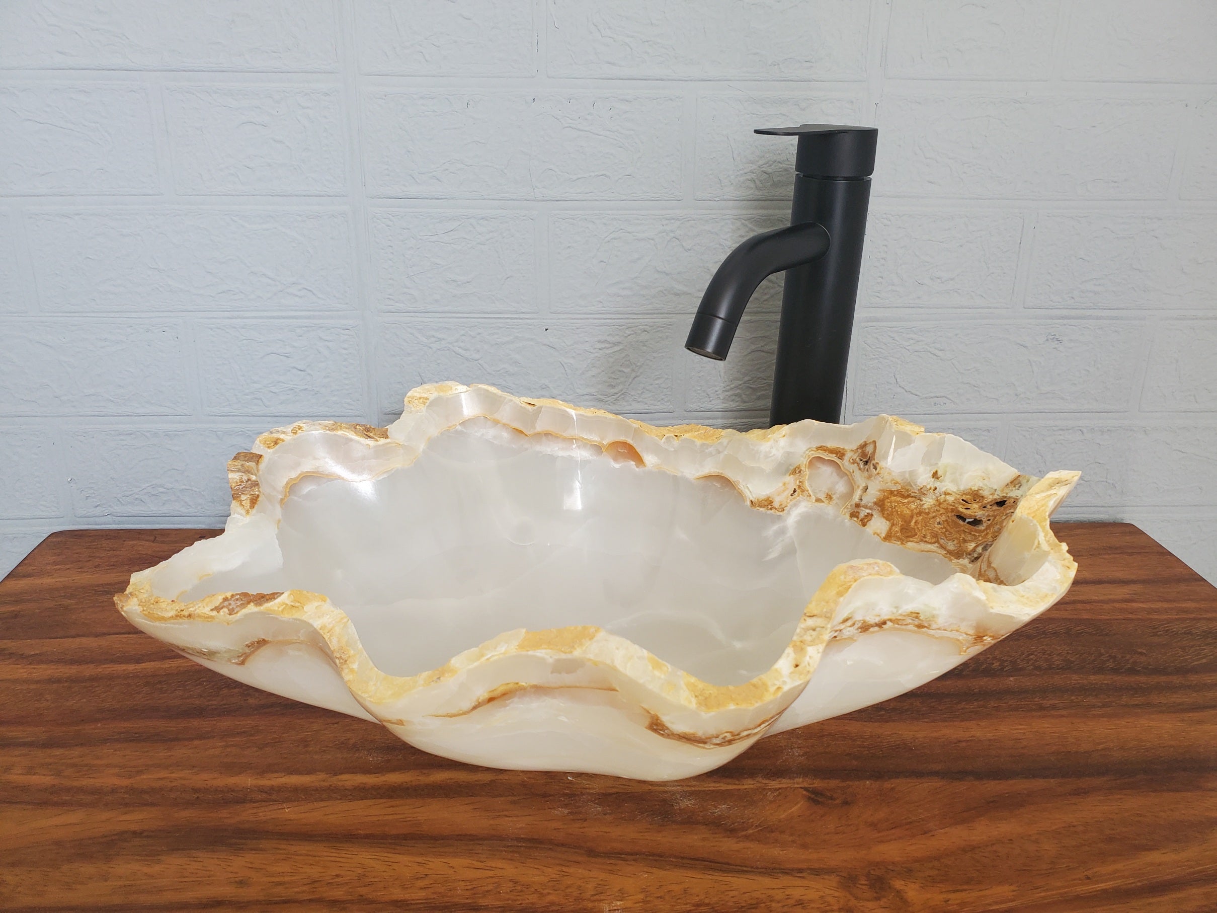 S21_17 Onyx Stone Bathroom Vessel Sink - 16.5 x 13.5 inch