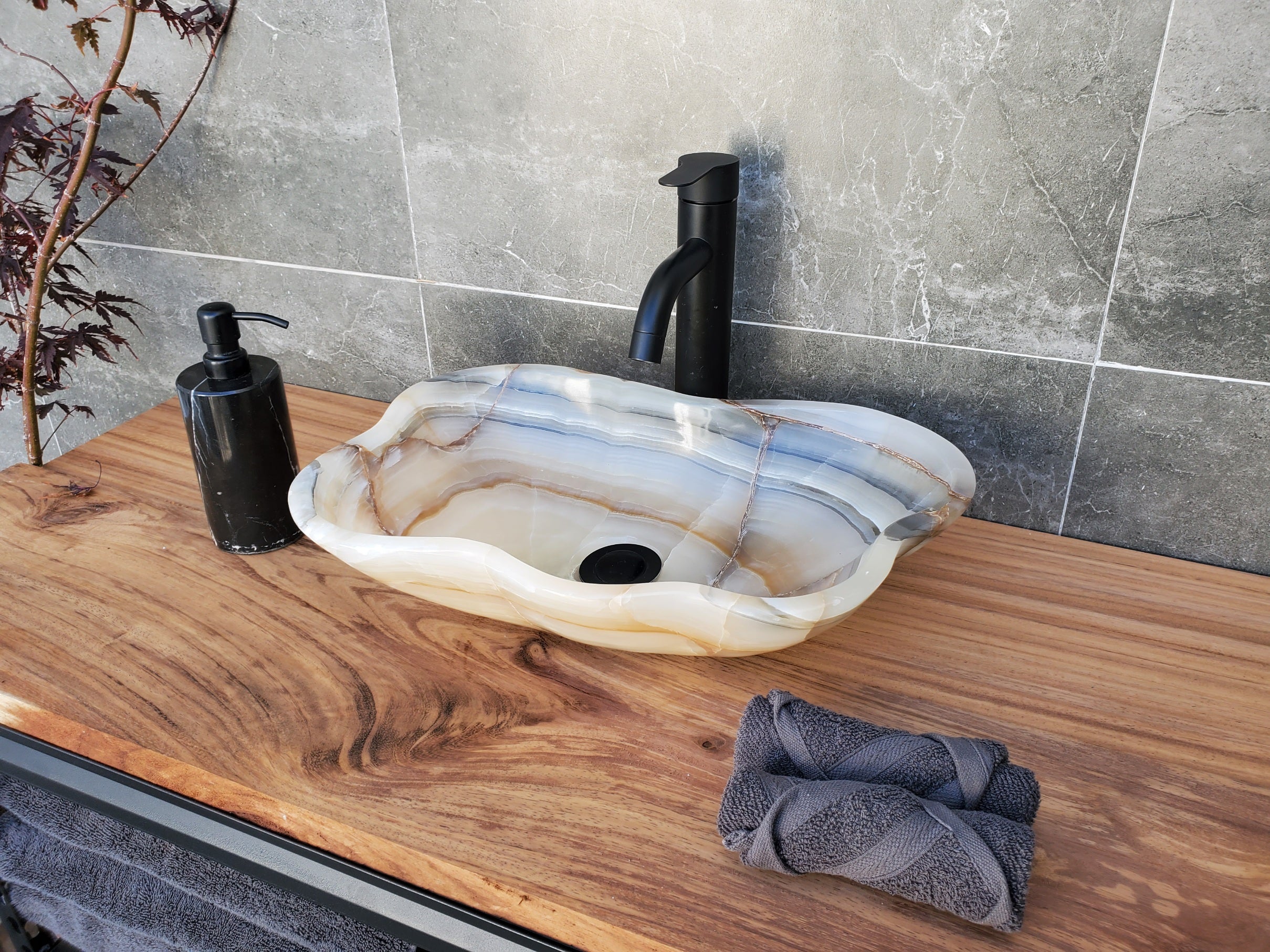 S29_10 Onyx Stone Vessel Bathroom Sink