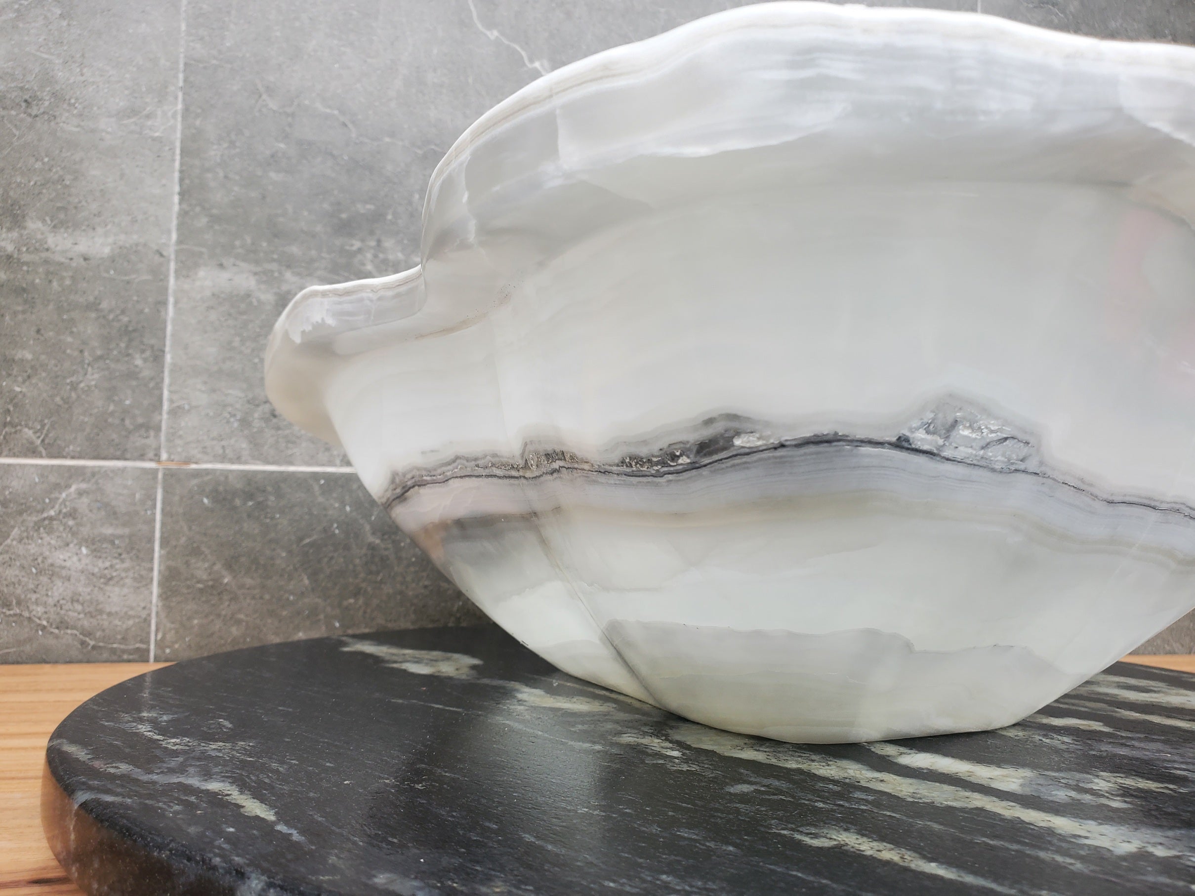 S30_08 Onyx Stone Vessel Bathroom Sink - 17.5 x 14.5 inch