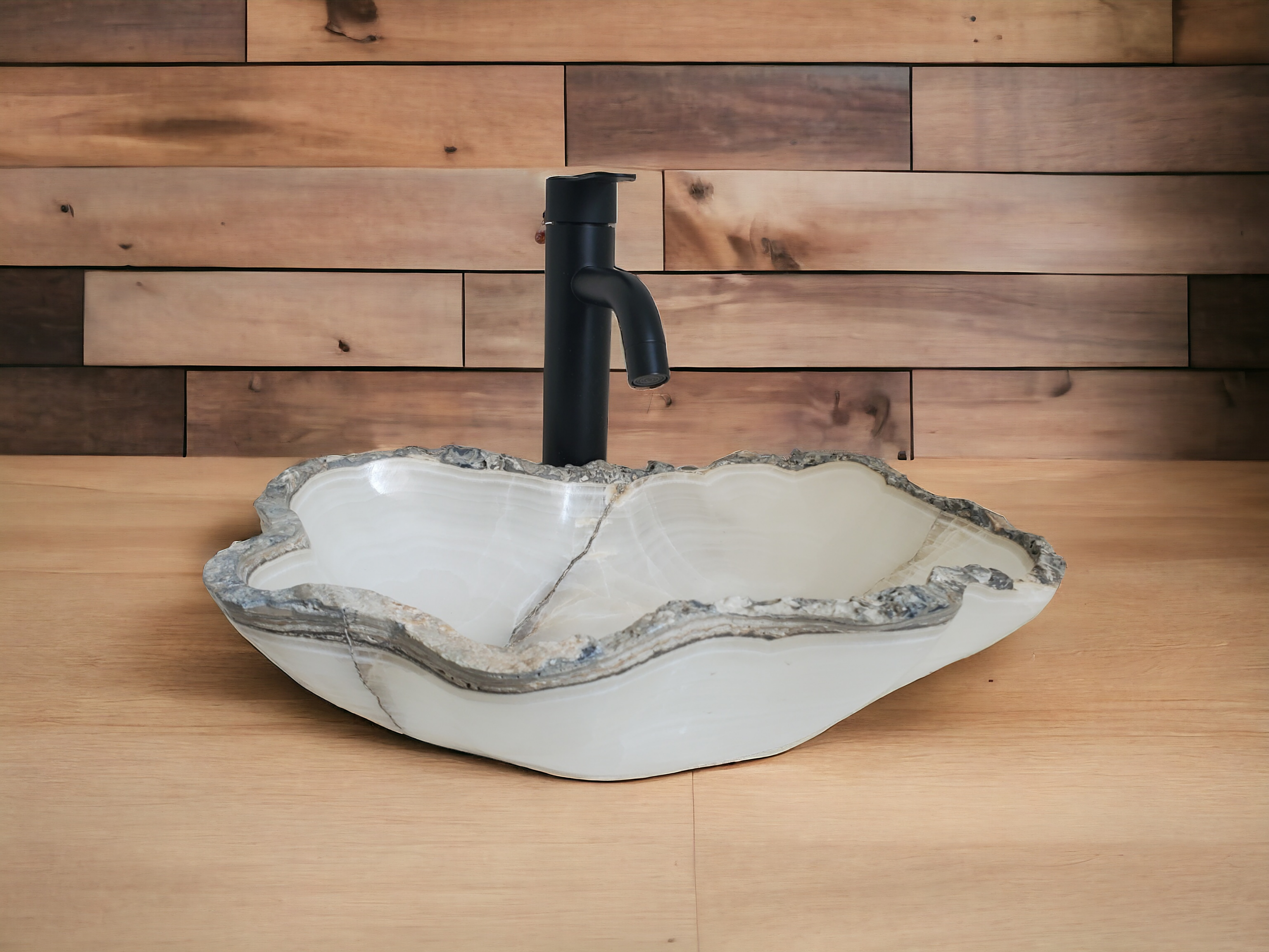 S21_16 White Onyx Bathroom Vessel Sink