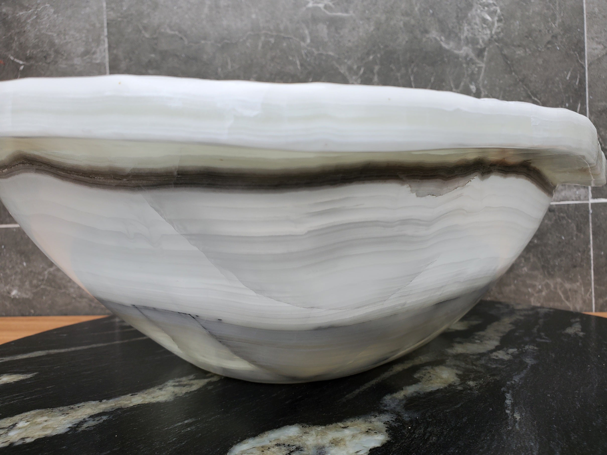 S30_09 Onyx Stone Vessel Bathroom Sink - 17.5 x 14 inch