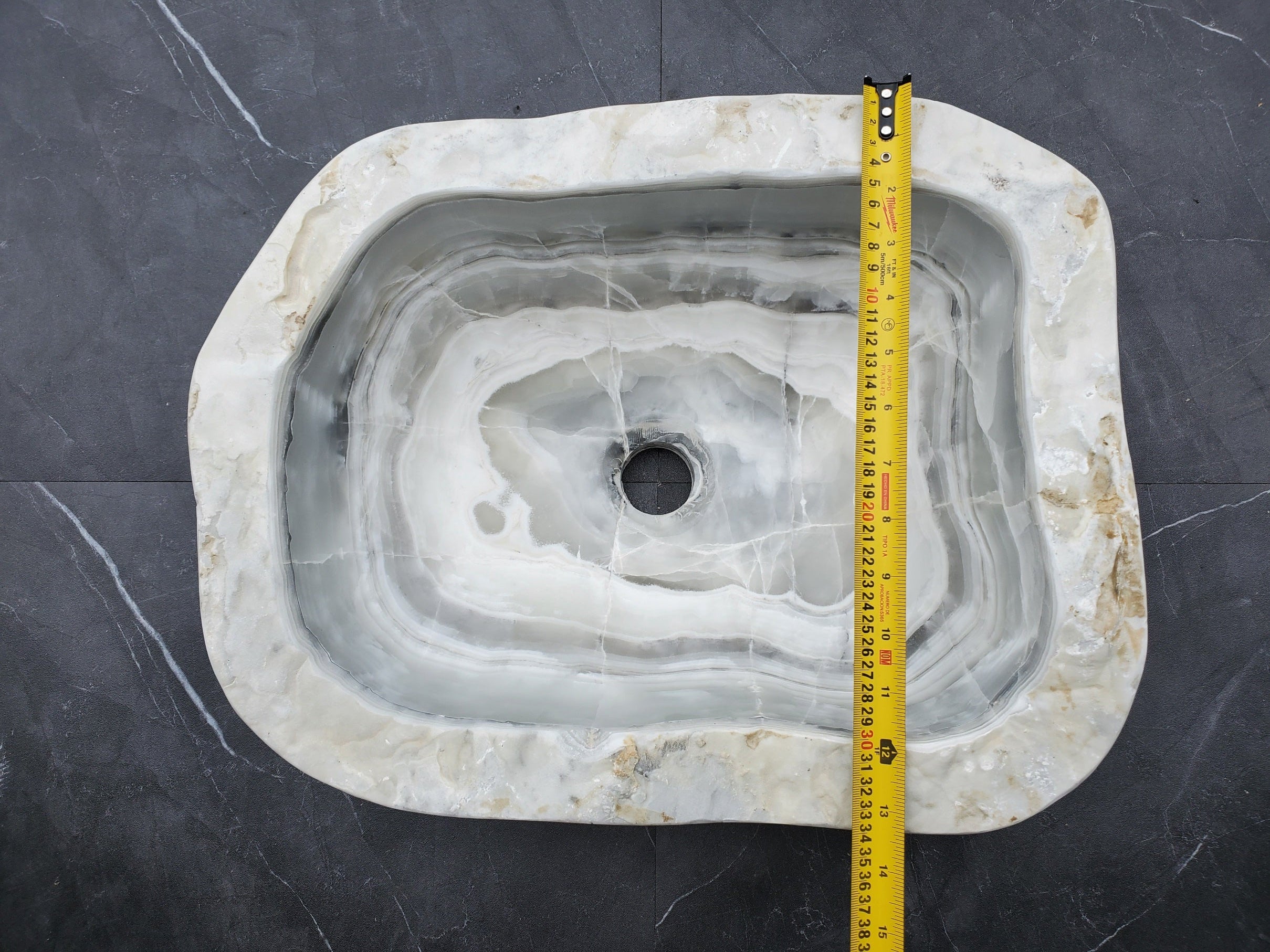 S30_06 Onyx Stone Vessel Bathroom Sink - 17 x 13.5 inch