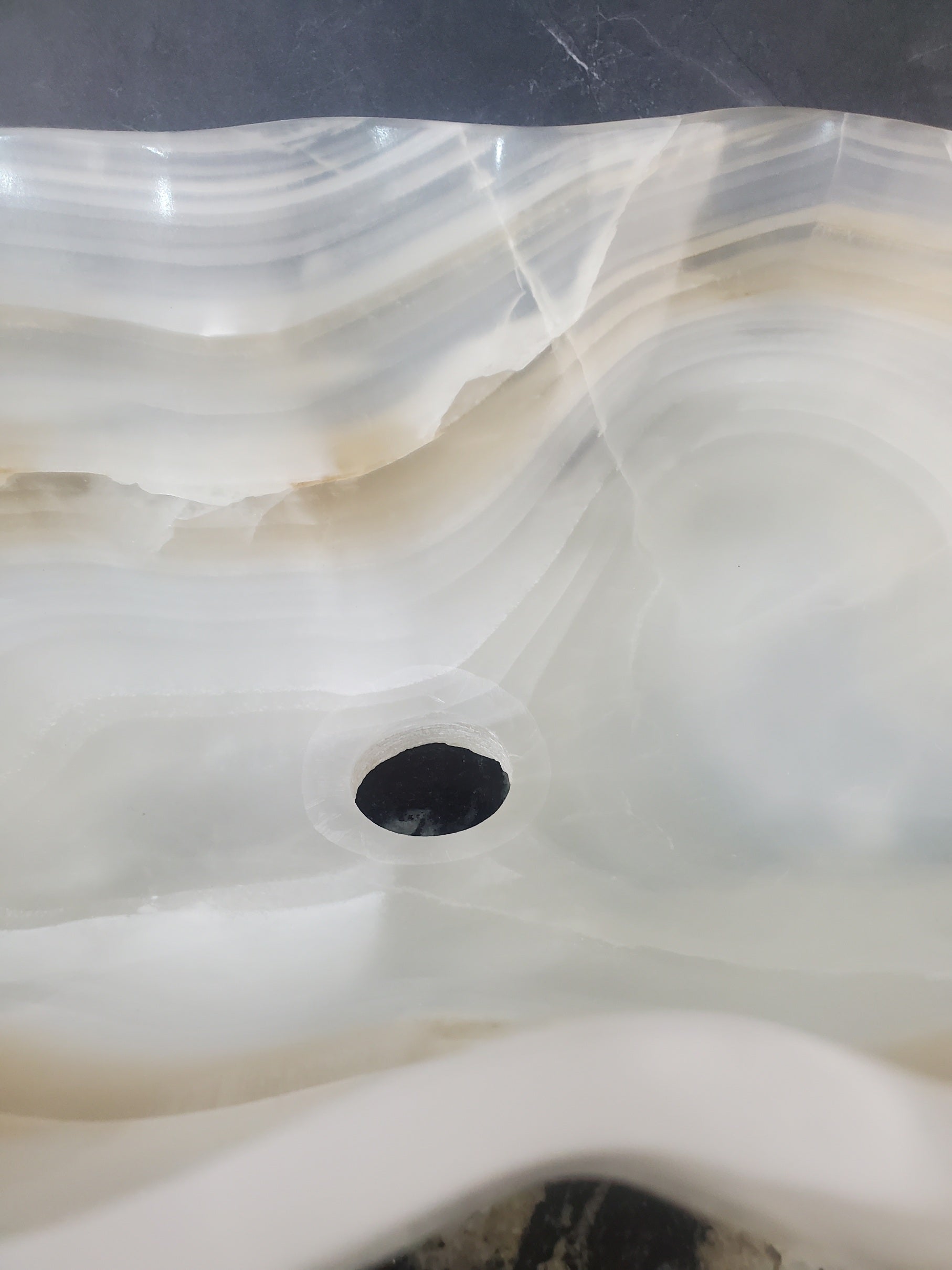 S27_01 White Onyx Stone Bathroom Vessel Sink