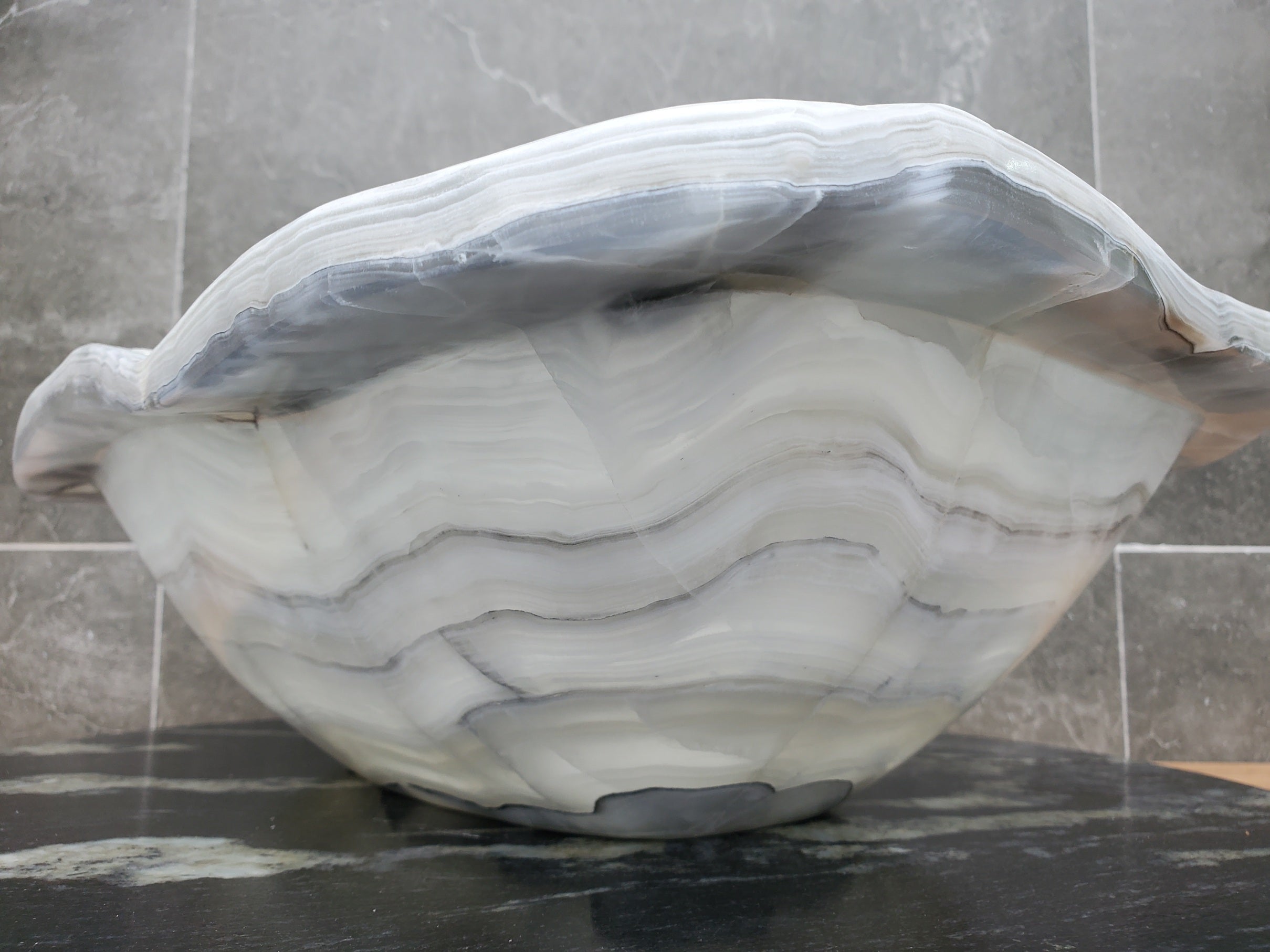 S30_06 Onyx Stone Vessel Bathroom Sink - 17 x 13.5 inch