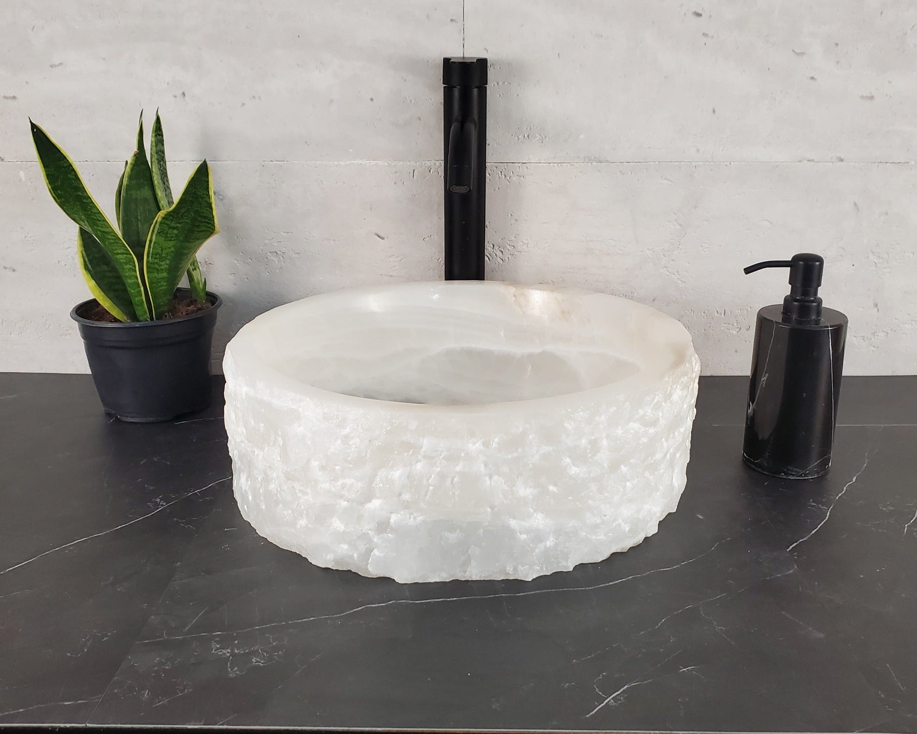 SET1033 Round Onyx Round Vessel Sink Set
