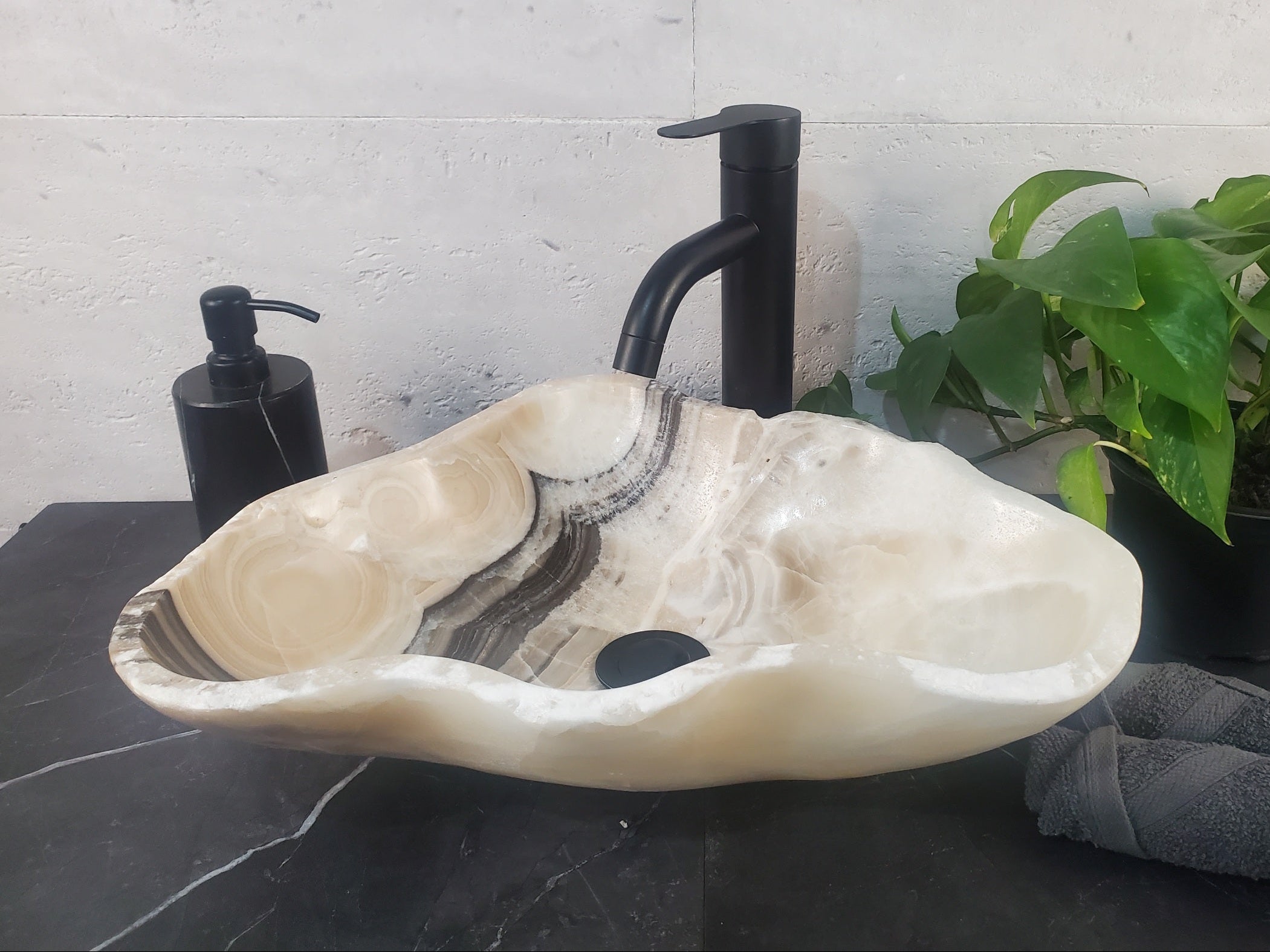 S27_04 Onyx Stone Bathroom Vessel Sink