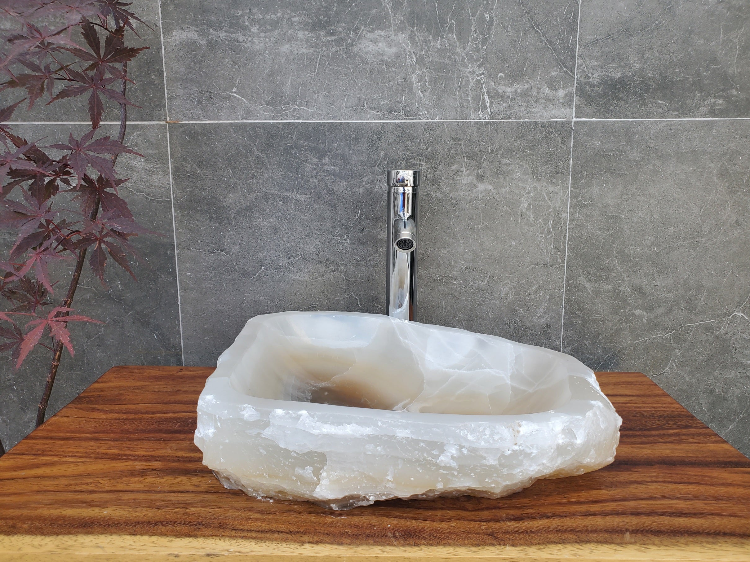 S22_16 Onyx Stone Vessel Bathroom Sink