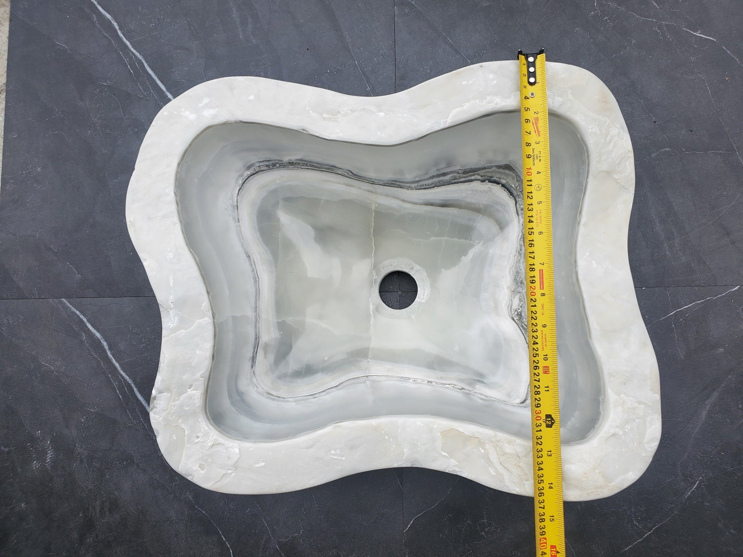 S30_08 Onyx Stone Vessel Bathroom Sink - 17.5 x 14.5 inch