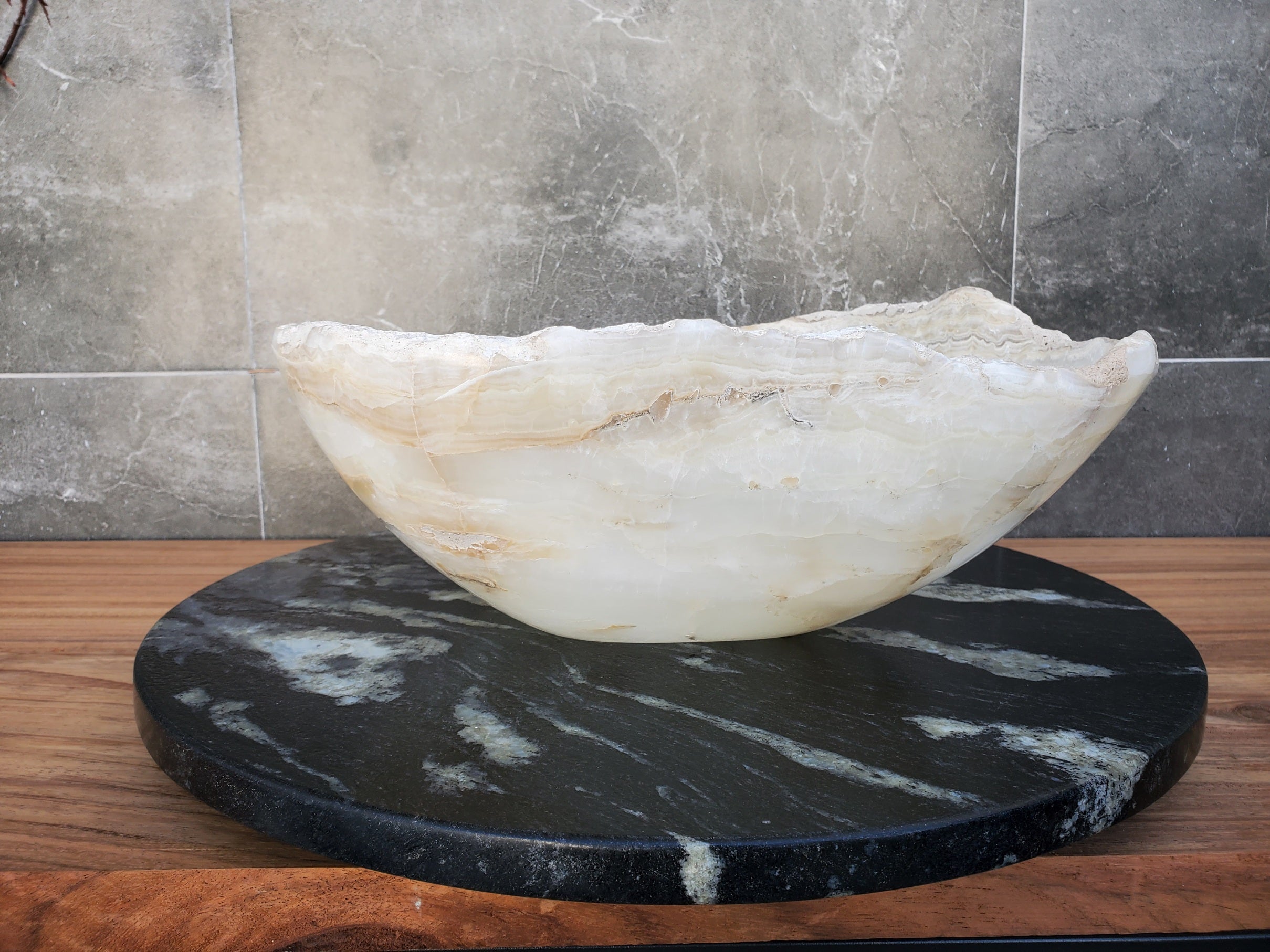 S29_07 Onyx Stone Bathroom Vessel Sink - 17 x 14 inch