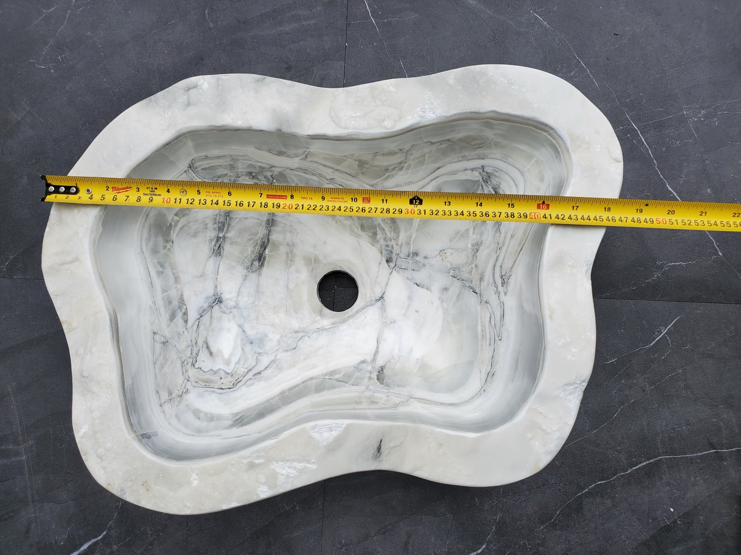 S30_12 Onyx Stone Vessel Bathroom Sink - 18.2 x 13.7 inch