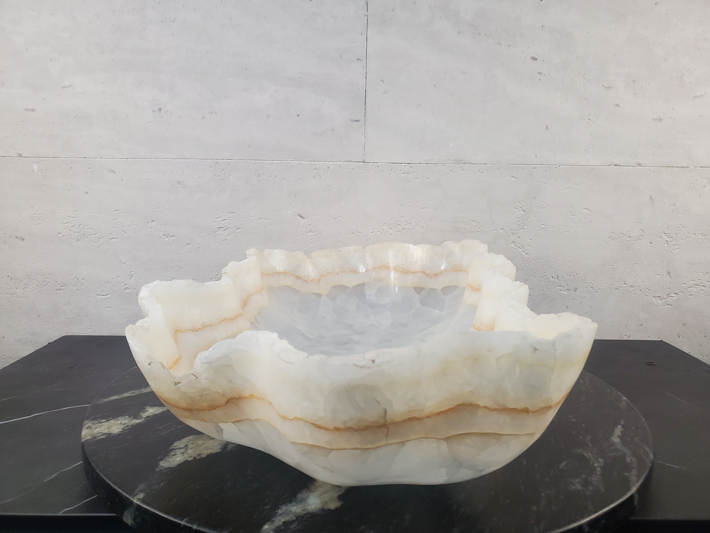 S27_02 White Onyx Stone Bathroom Vessel Sink - 20 x 12.5 inch