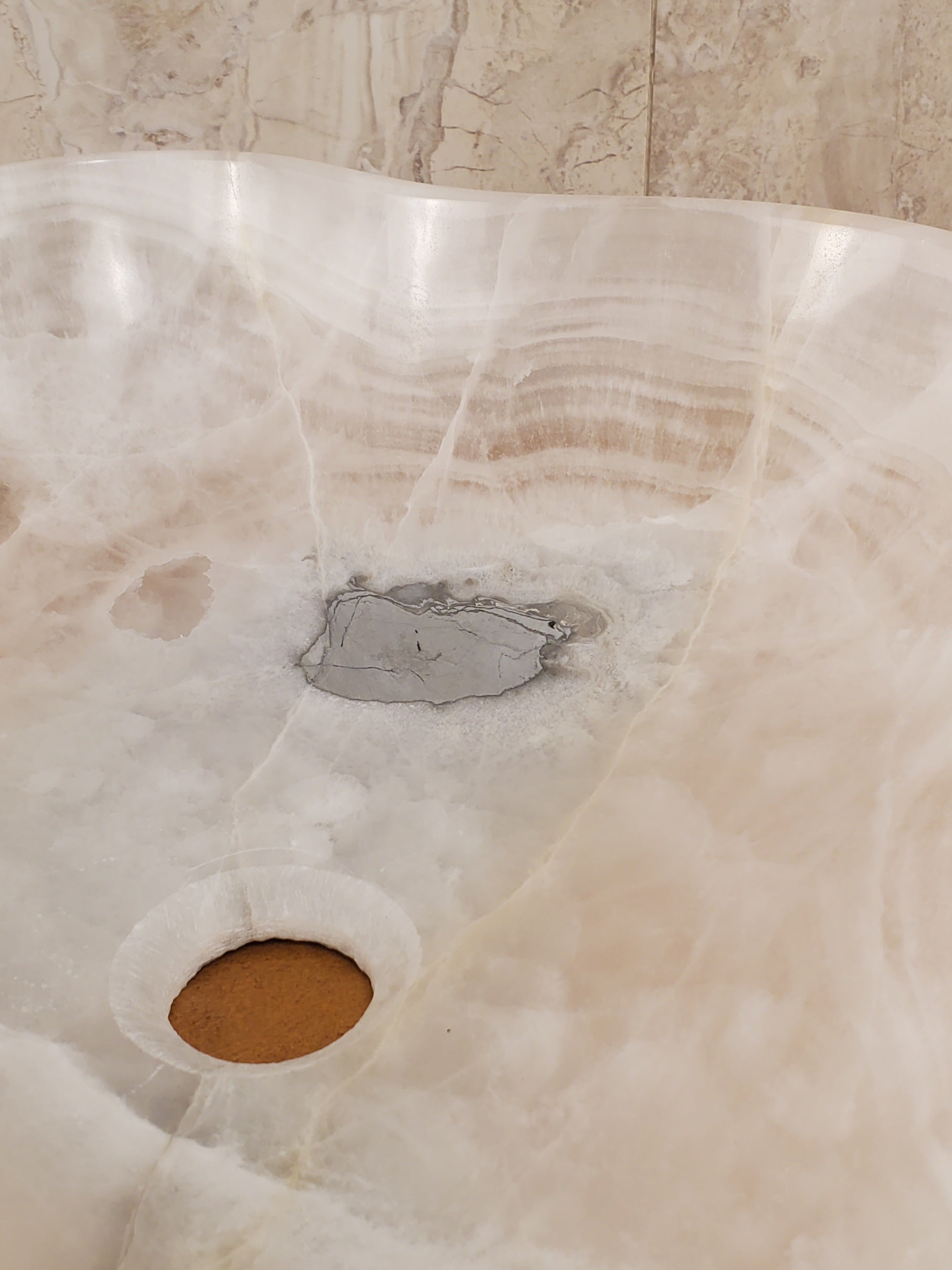 S24_19 Crystal Onyx Stone Bathroom Vessel Sink - 20 x 15 inch