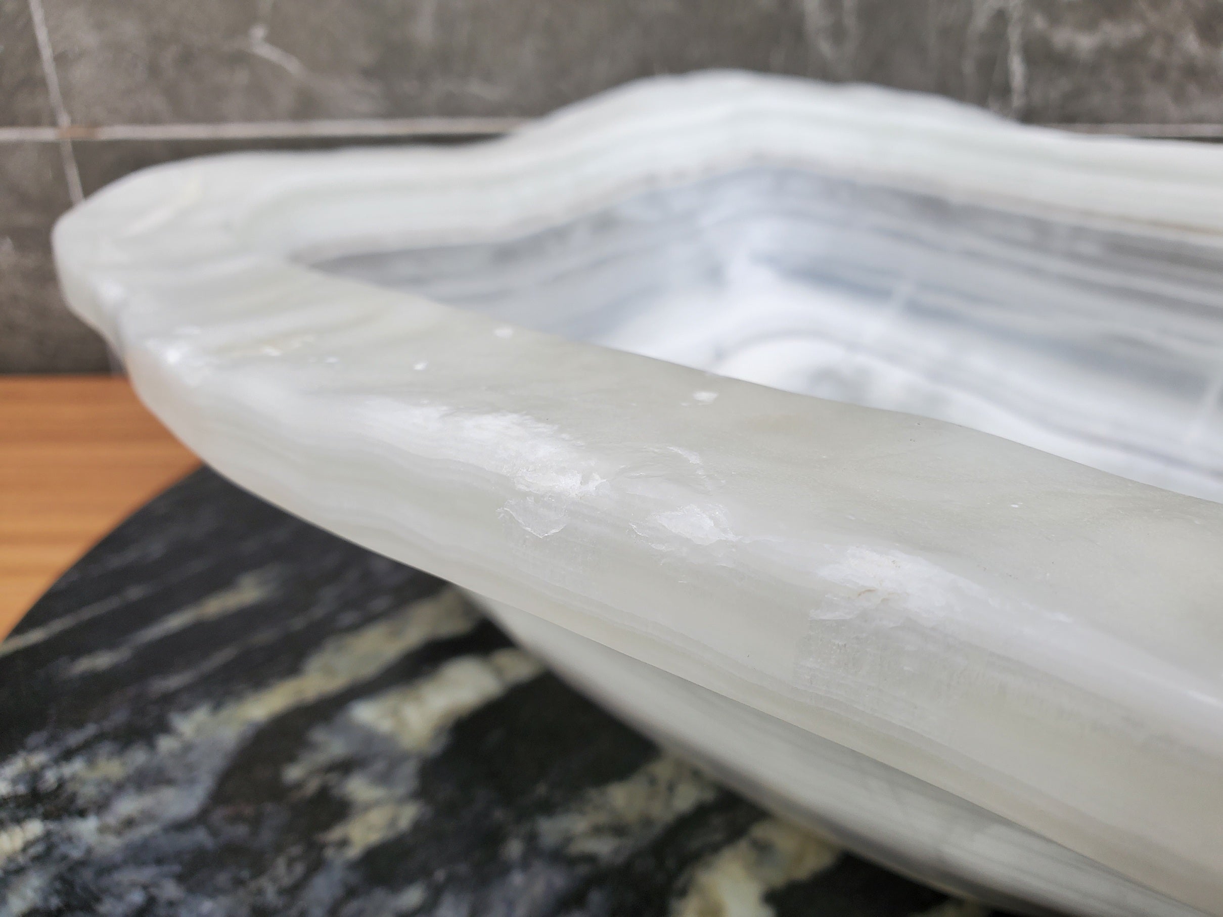 S30_10 Onyx Stone Vessel Bathroom Sink - 17 x 14 inch