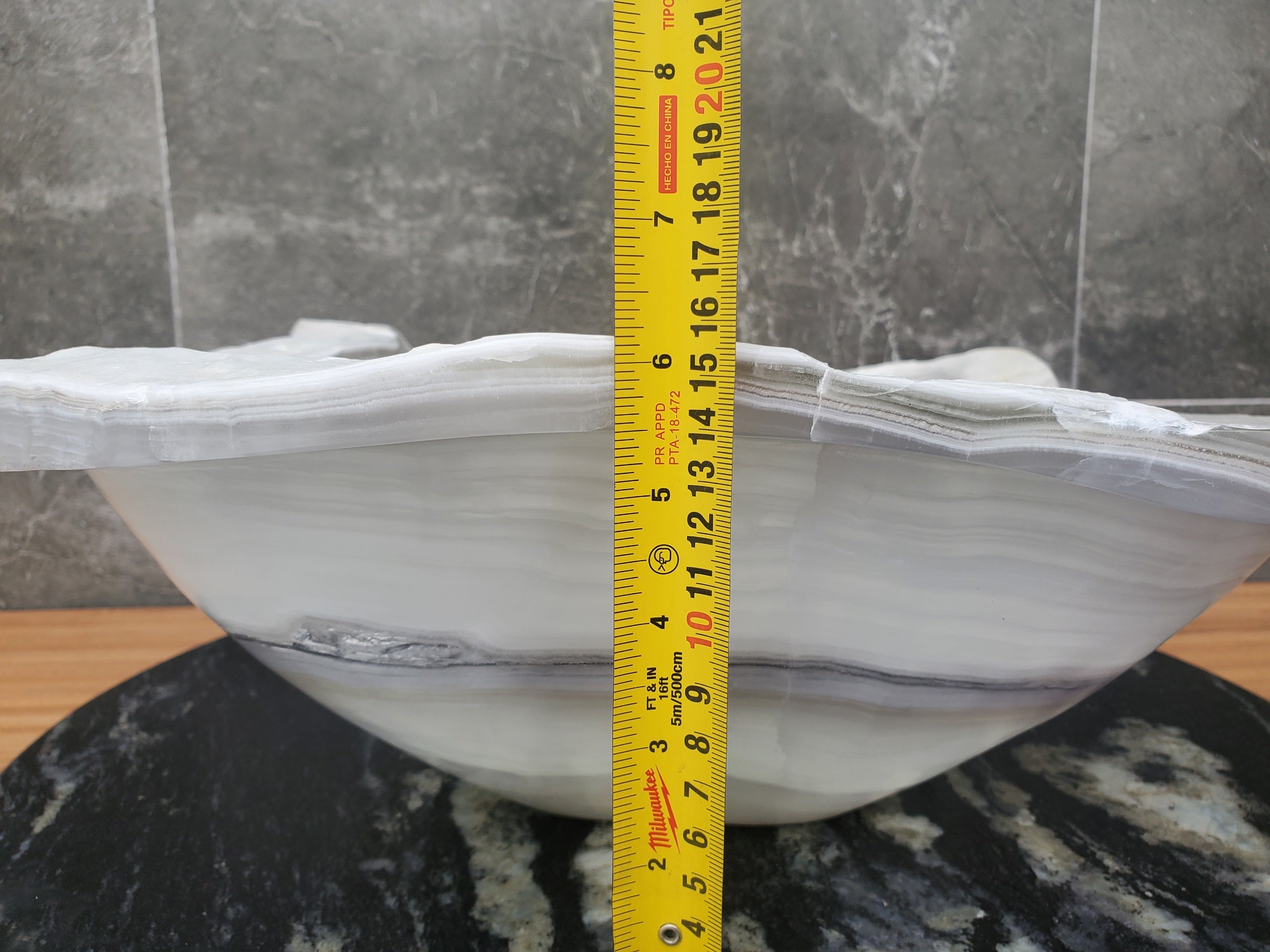 S30_08 Onyx Stone Vessel Bathroom Sink - 17.5 x 14.5 inch
