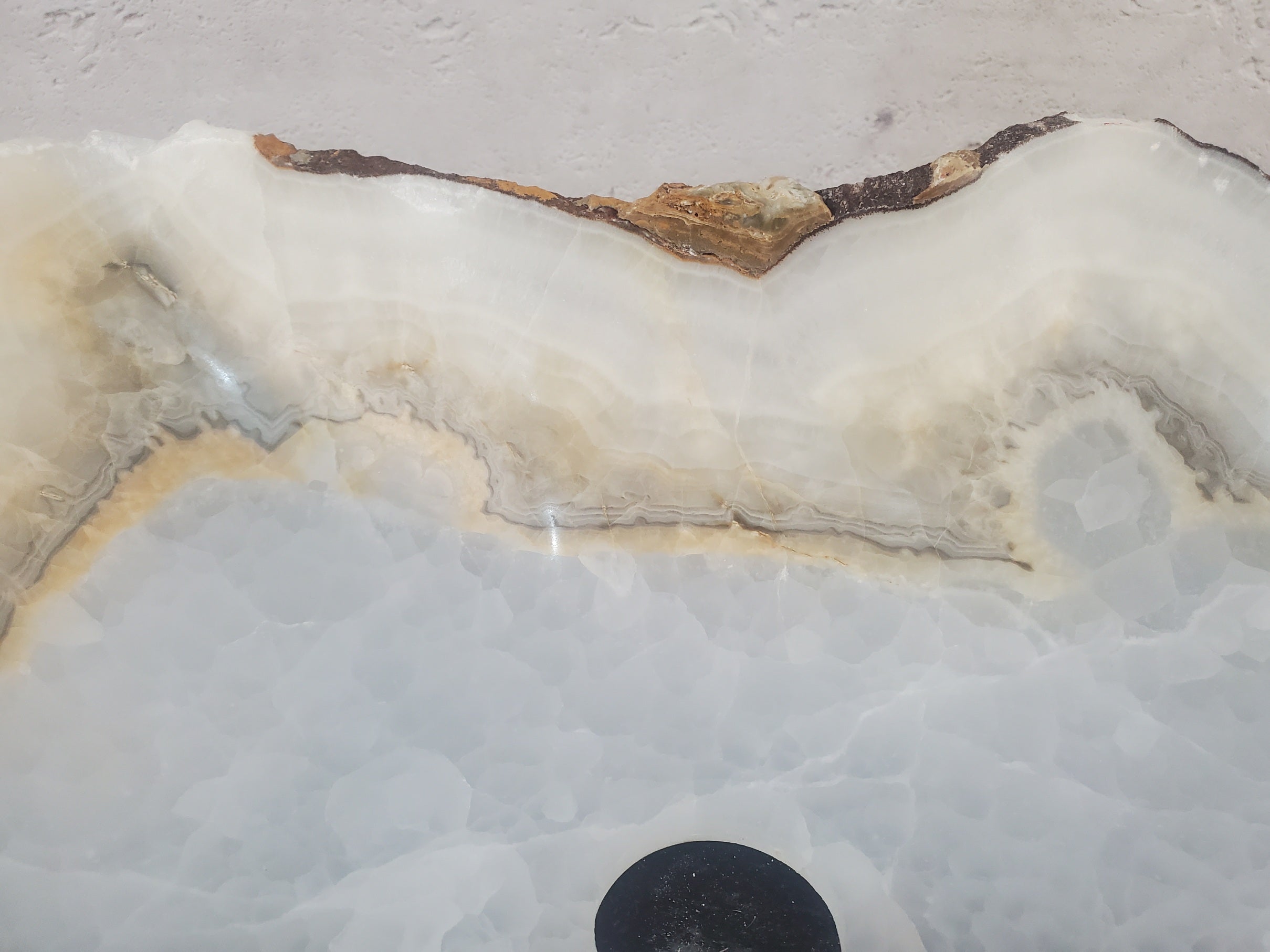 S27_03 White Onyx Stone Bathroom Vessel Sink - 18 x 10.5 inch