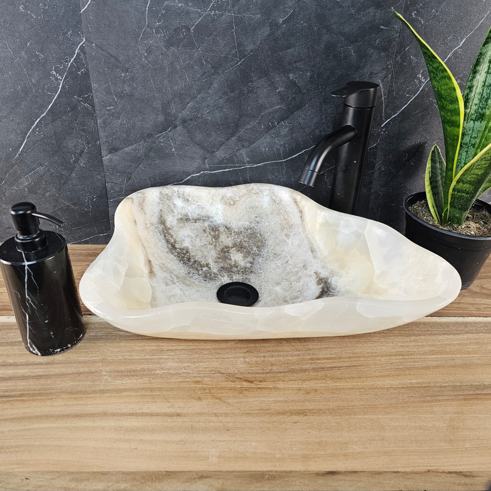 S28_06 Onyx Stone Vessel Bathroom Sink