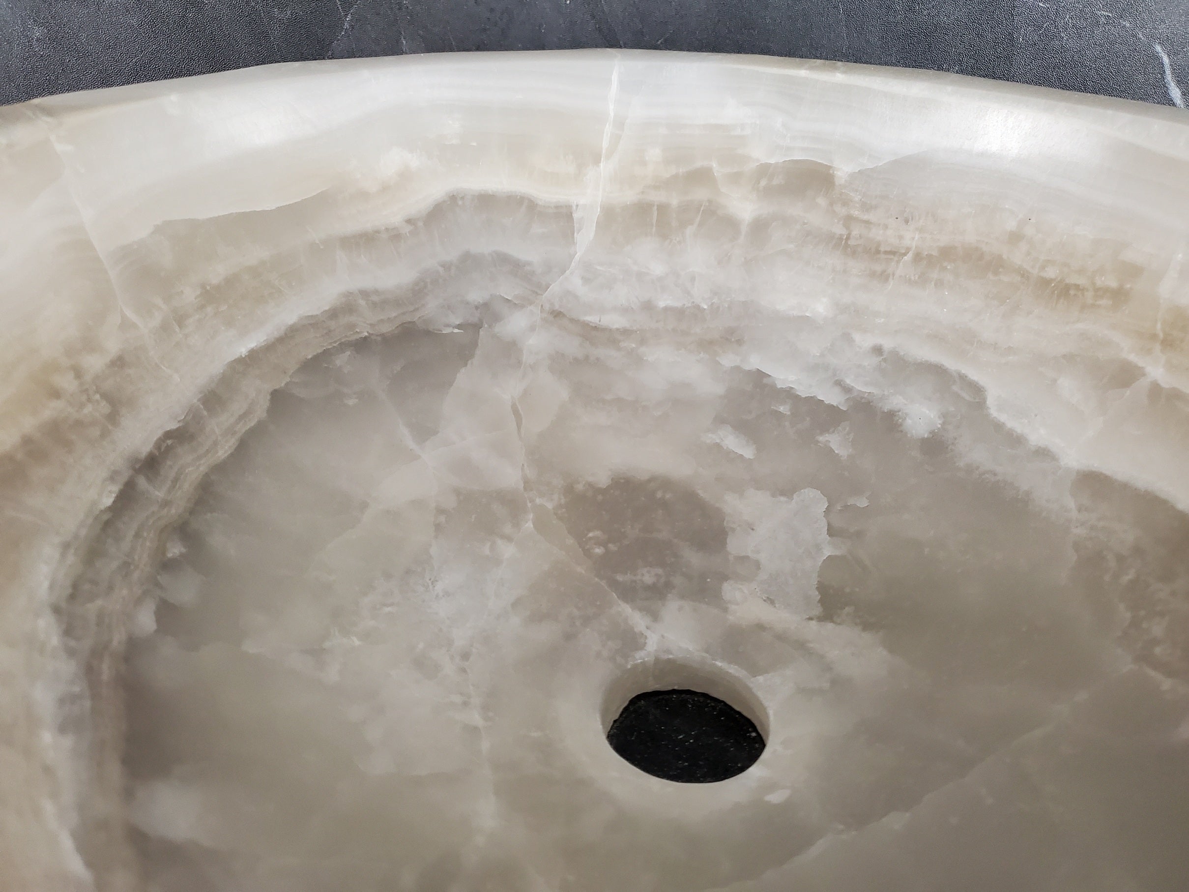 S27_14 Round Onyx Stone Vessel Sink - 15.5 x 15.5 inch