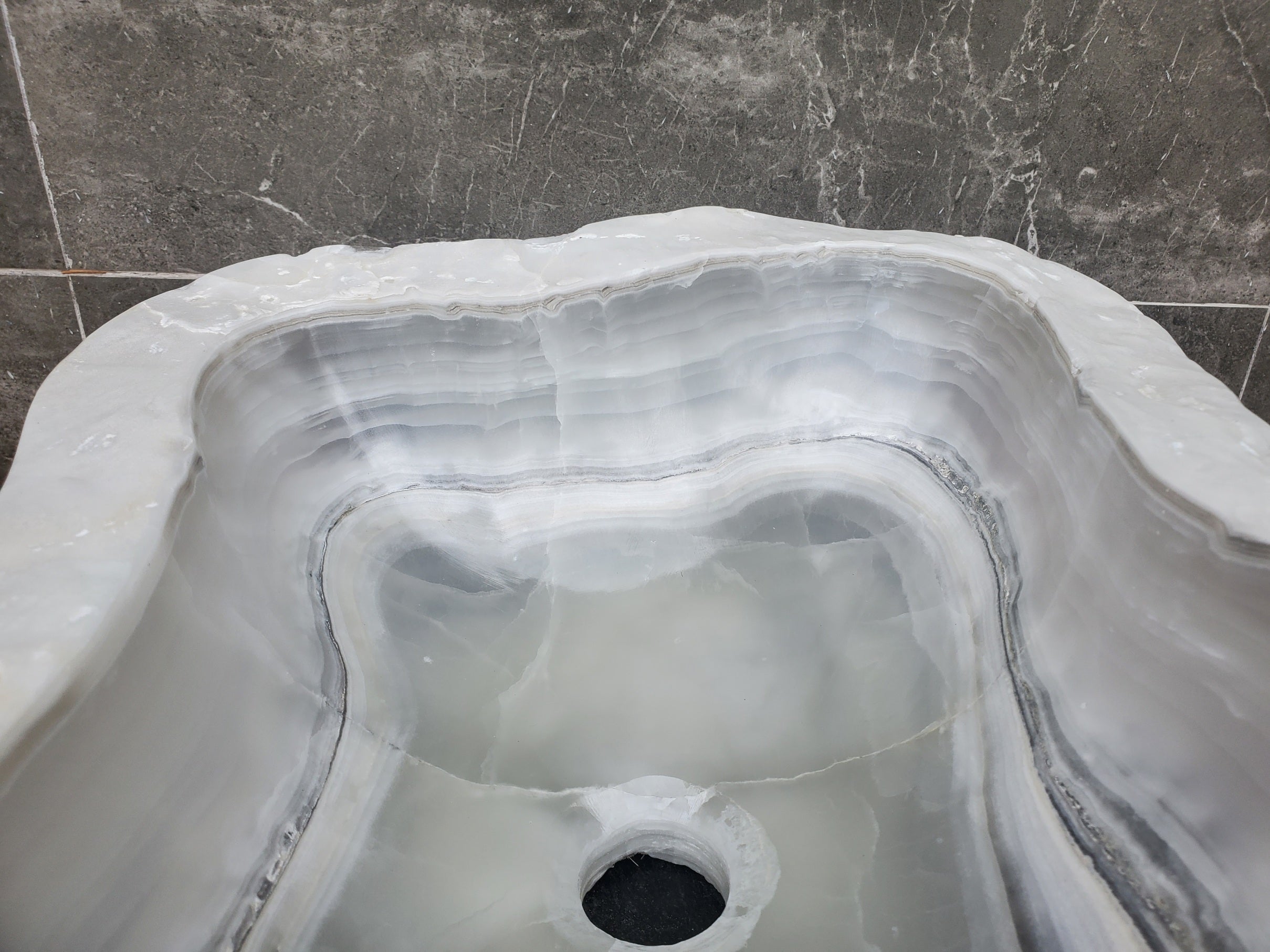 S30_08 Onyx Stone Vessel Bathroom Sink - 17.5 x 14.5 inch