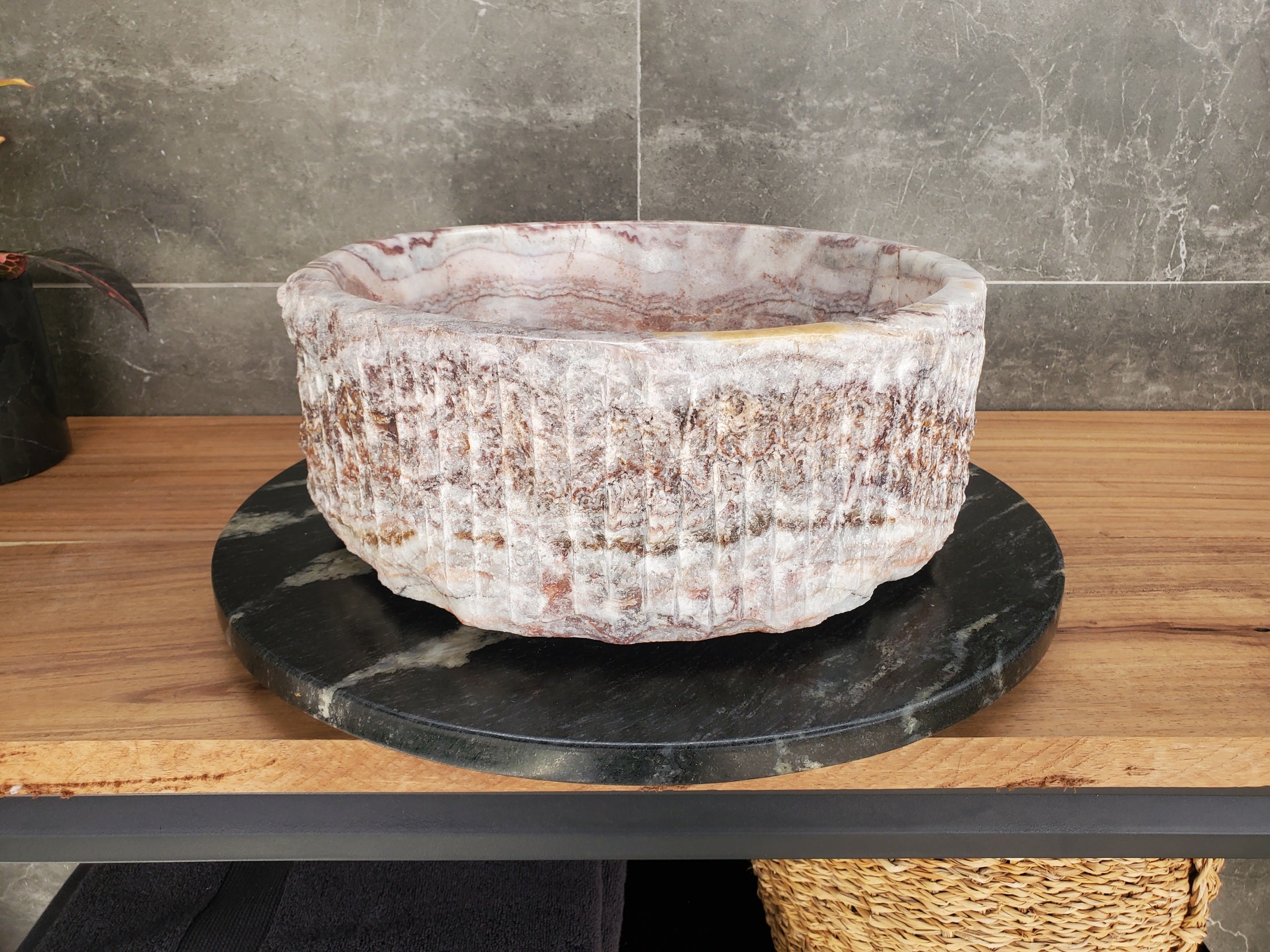 S34_04 Serpentine Onyx Stone Vessel Sink