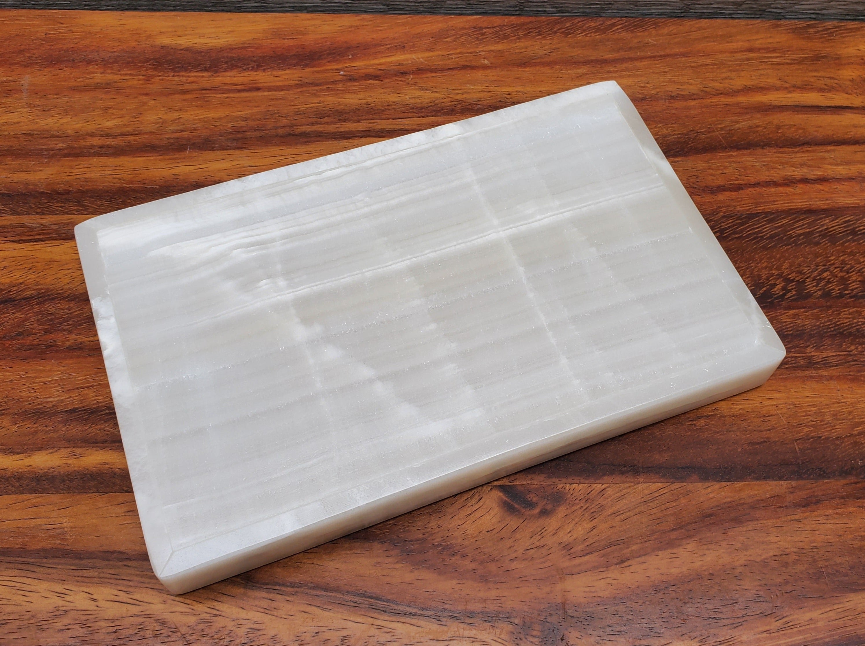 White and Transparent Onyx Stone Tray, Jewlery Organizer Accessories Bath Home