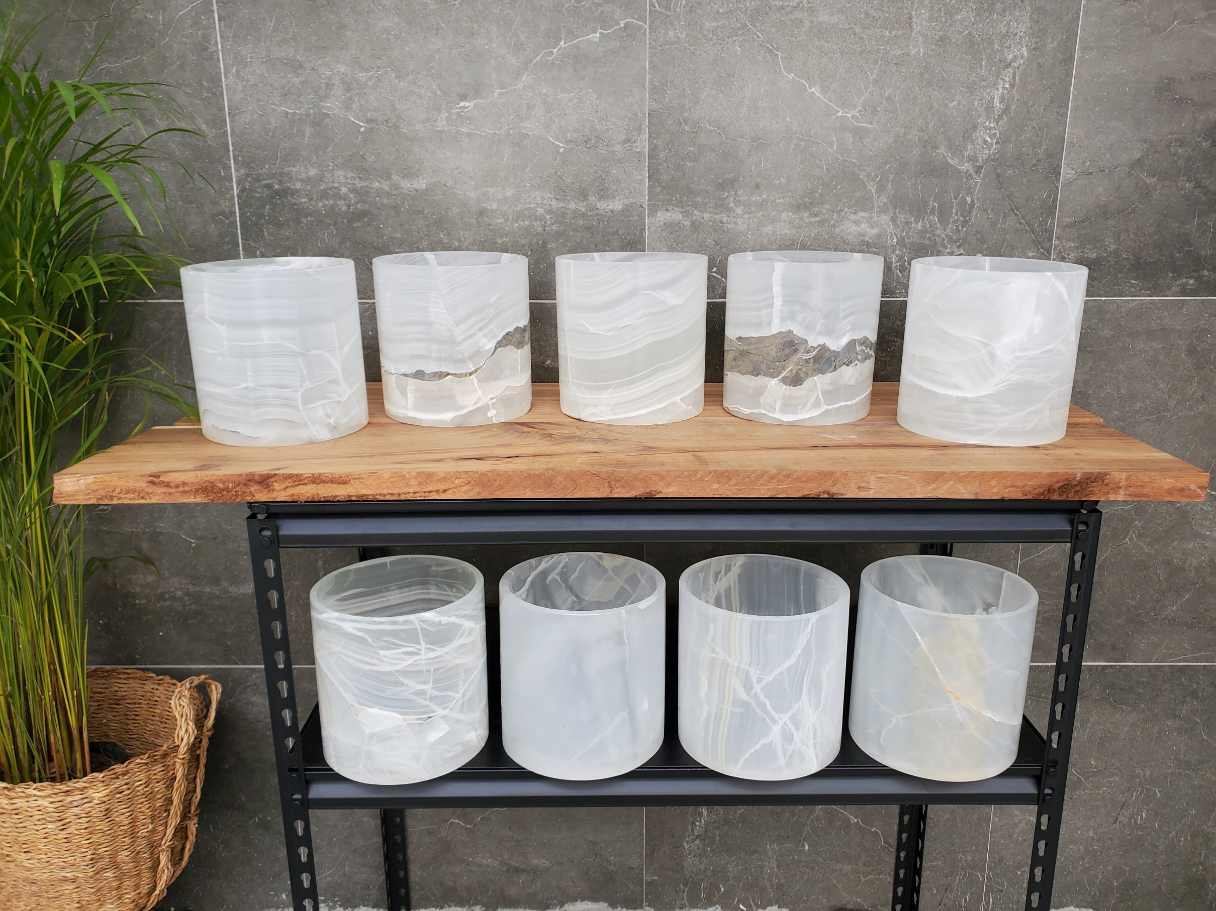 WB_13RD Onyx Stone Waste Basket