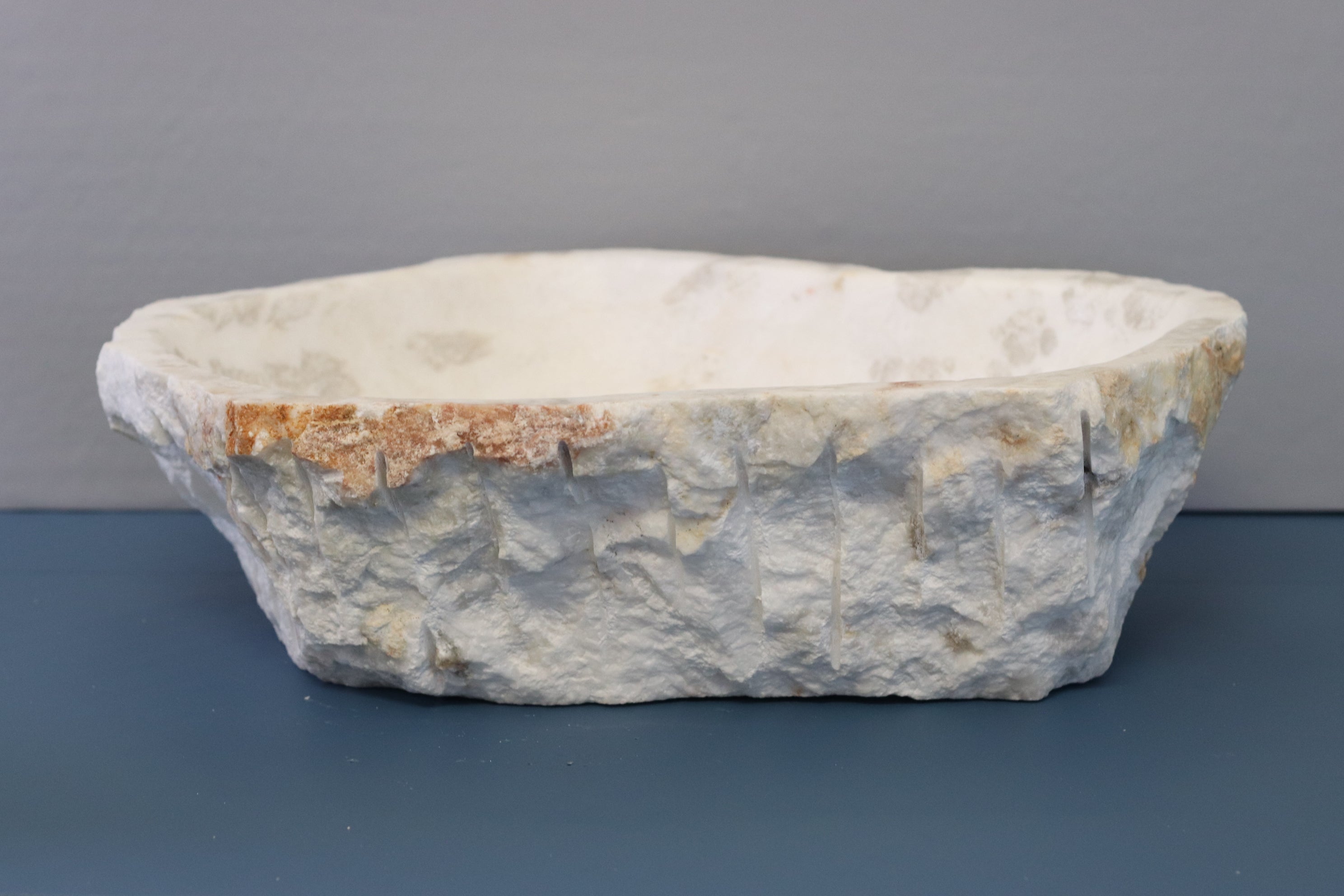 White and Gray Onyx Stone Vessel Bathroom Sink Bathroom Sinks Onyx Sinks Sinks