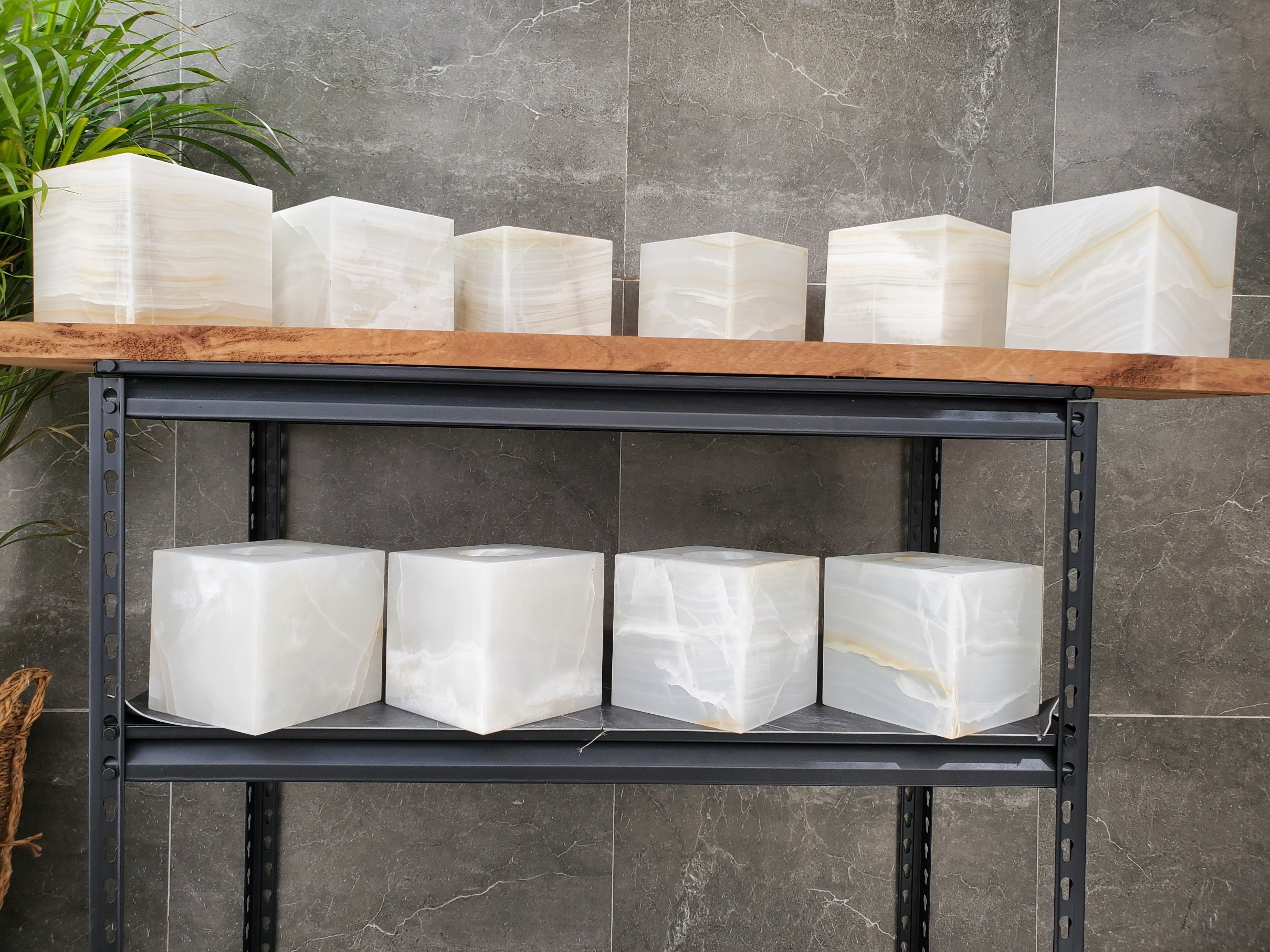 TCSQ_62 Neutral White Onyx Tissue Box Cover (Cube)