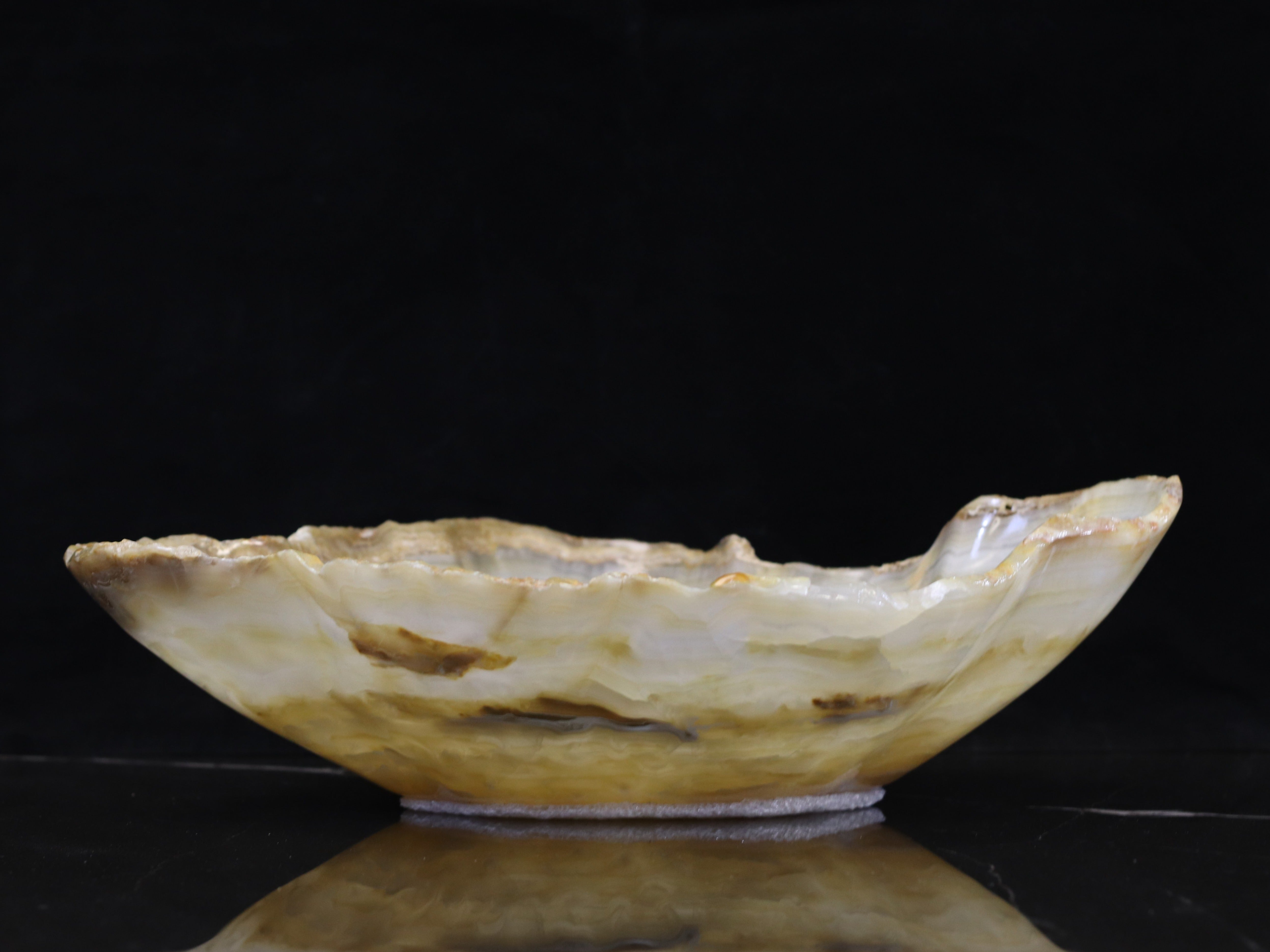 Beige Onyx Stone Bowl. A gorgeous hand carved piece. Handmade in Mexico. We package and ship from the USA. Buy now at www.felipeandgrace.com.