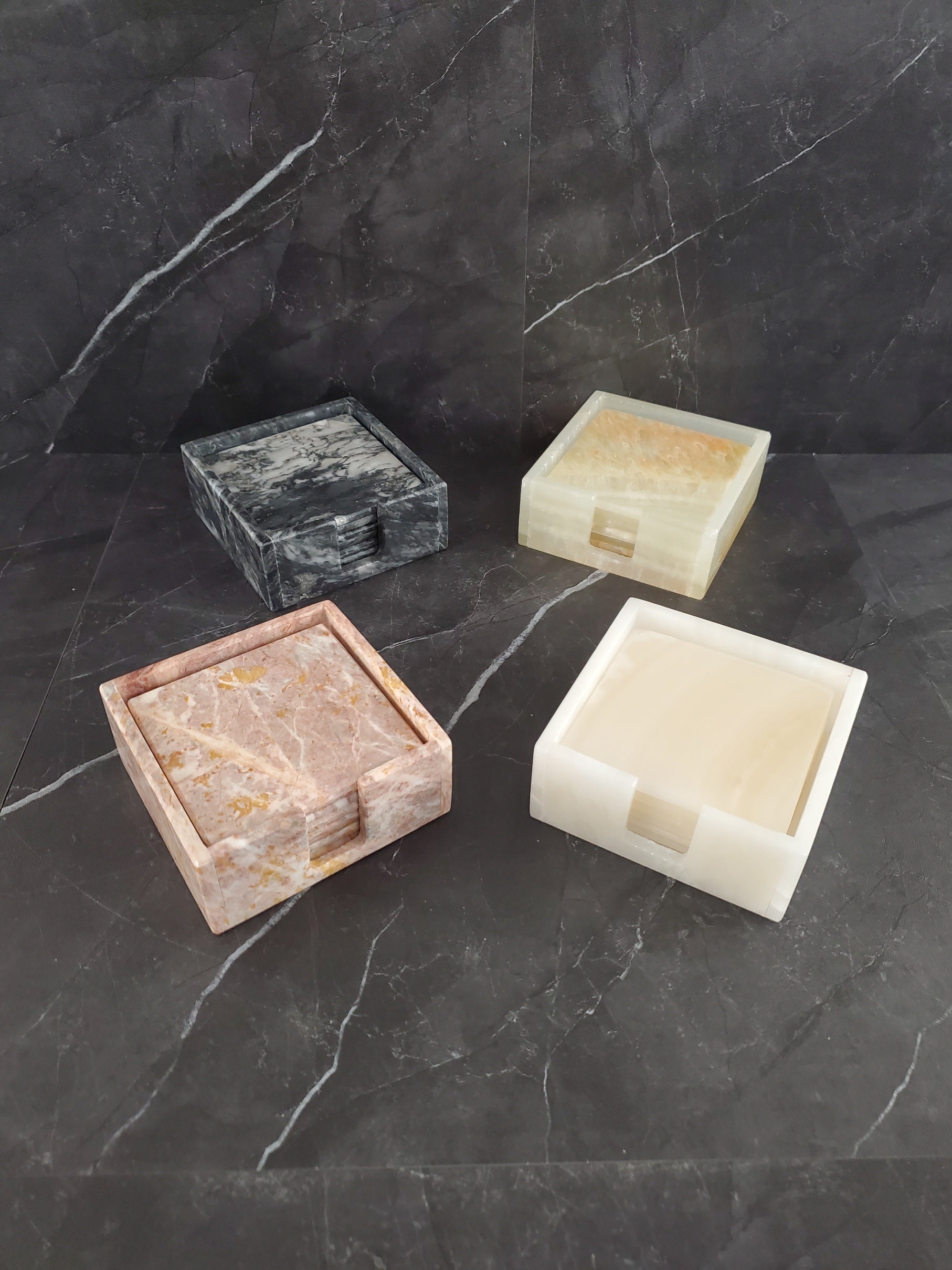 CT_21 Black Marble Stone Coasters - Square