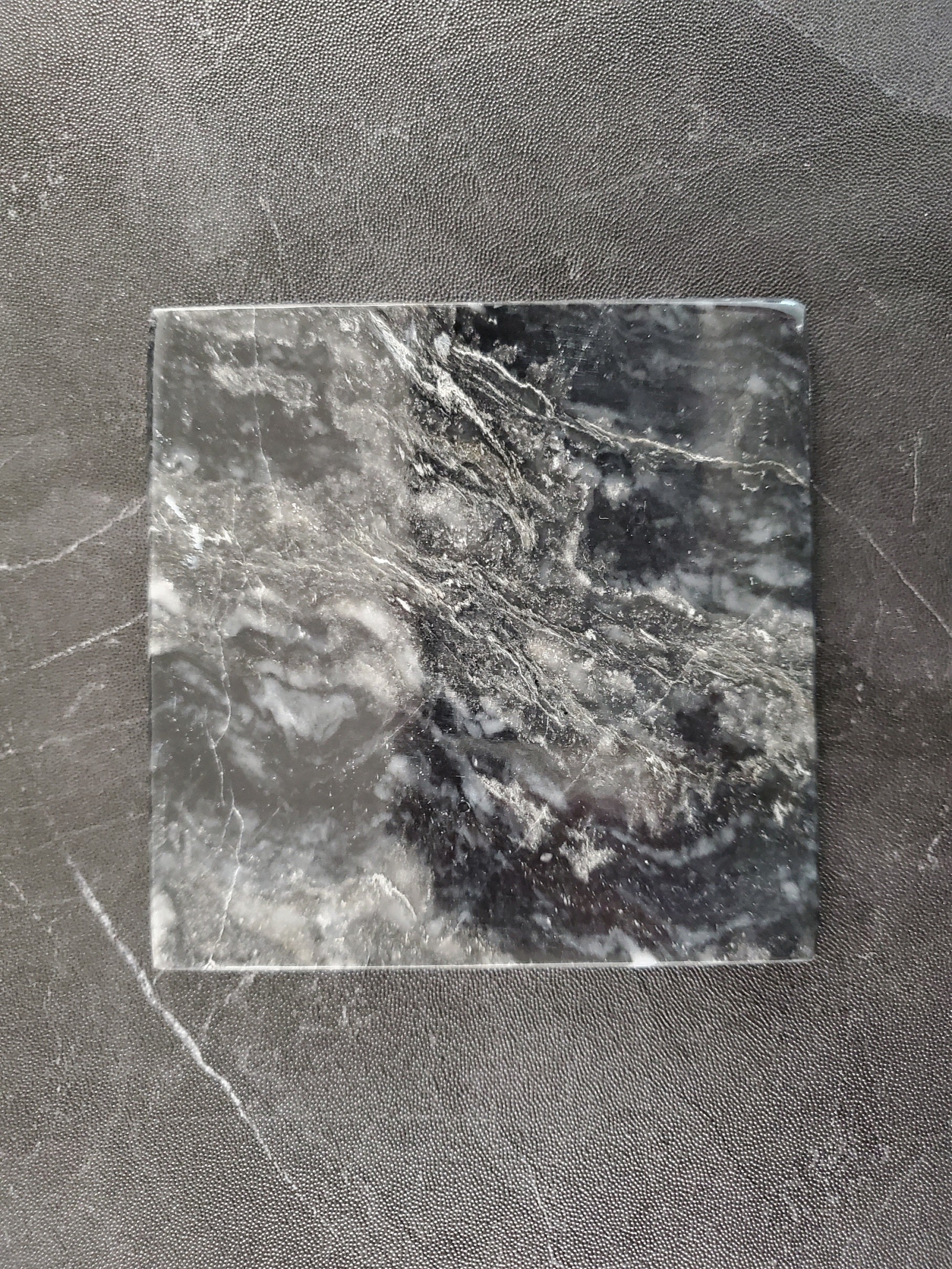 CT_21 Black Marble Stone Coasters - Square