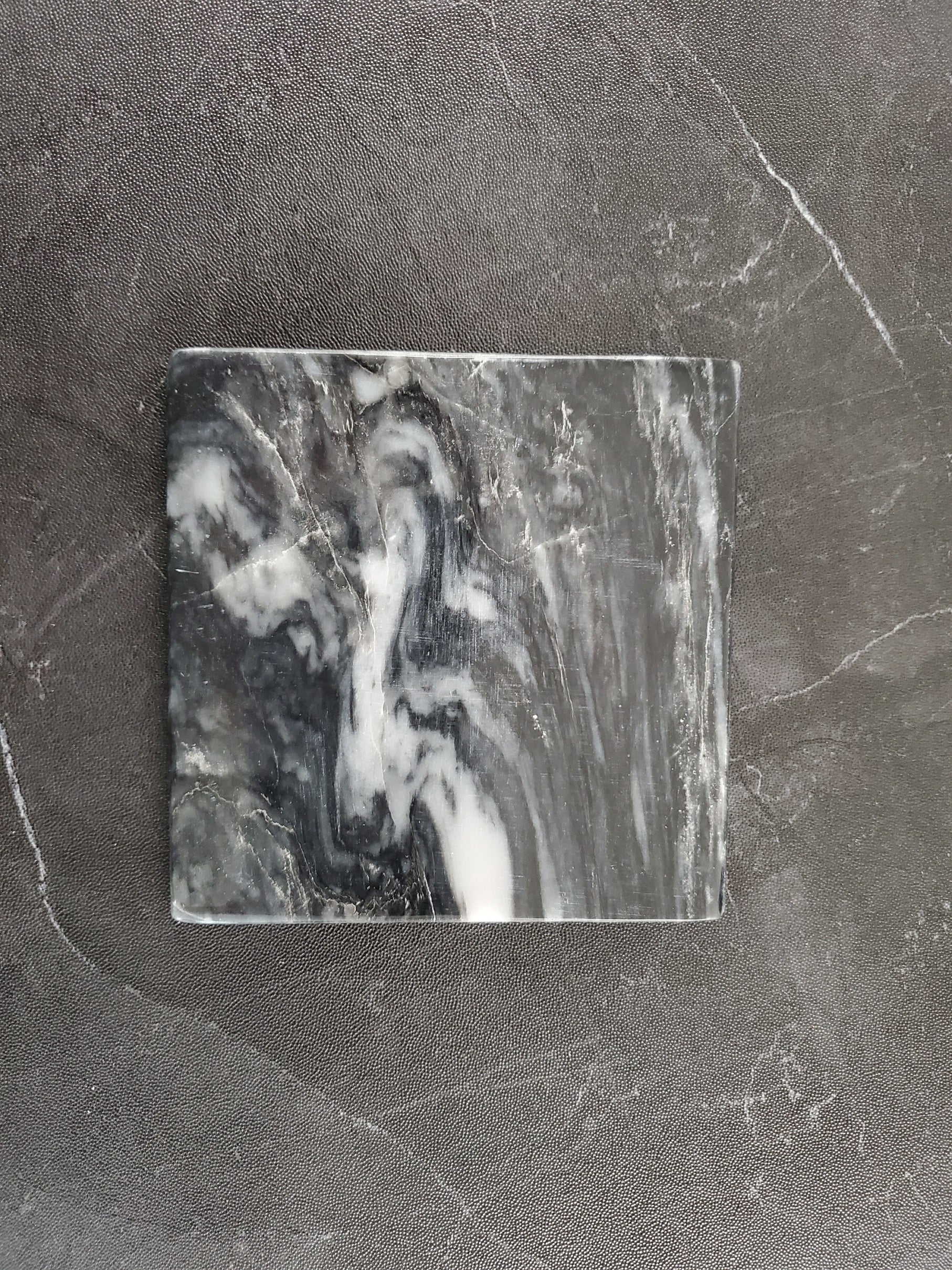 CT_21 Black Marble Stone Coasters - Square