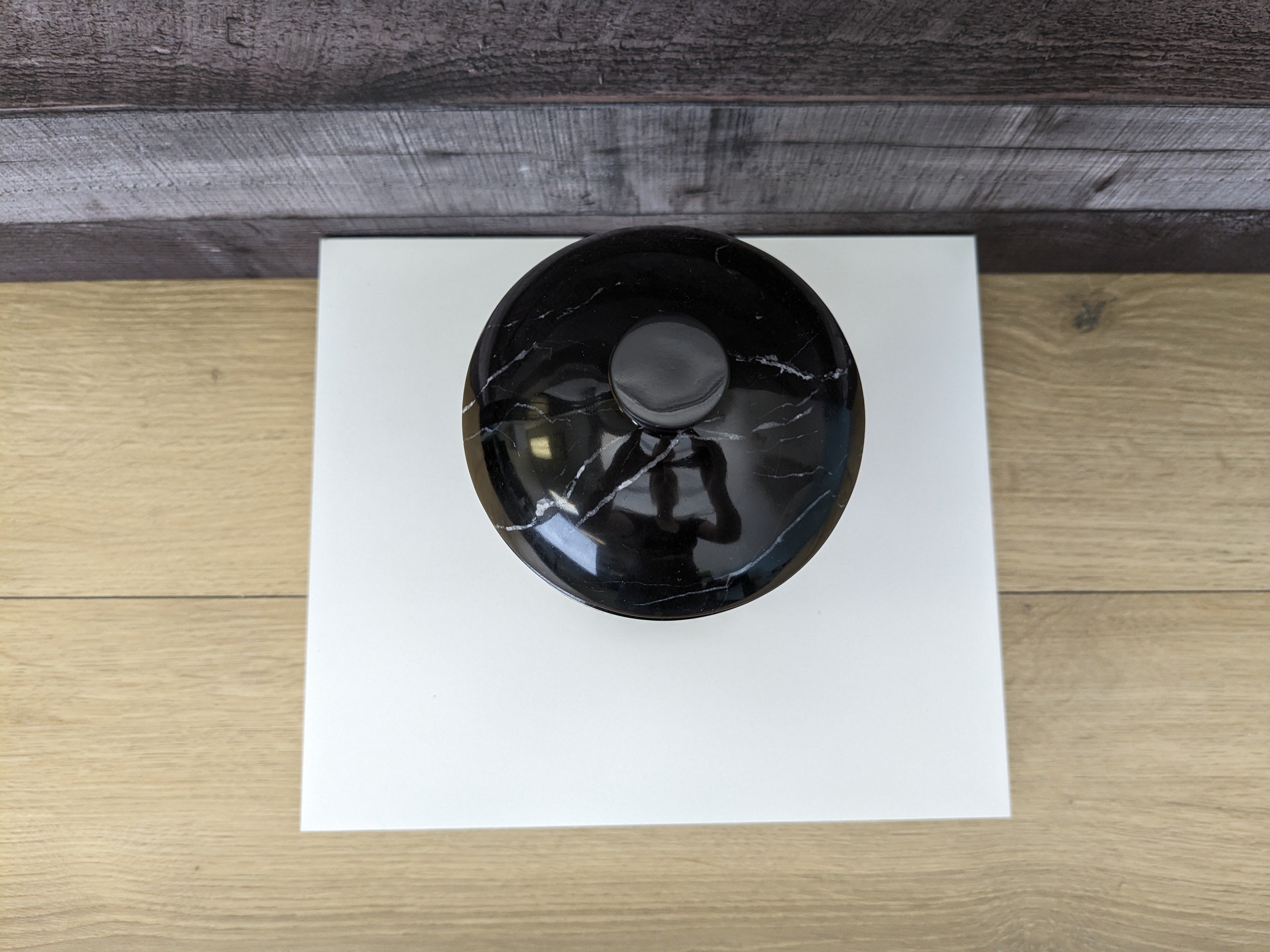 Black Marble Memorial Cremation Urn with Lid Accessories