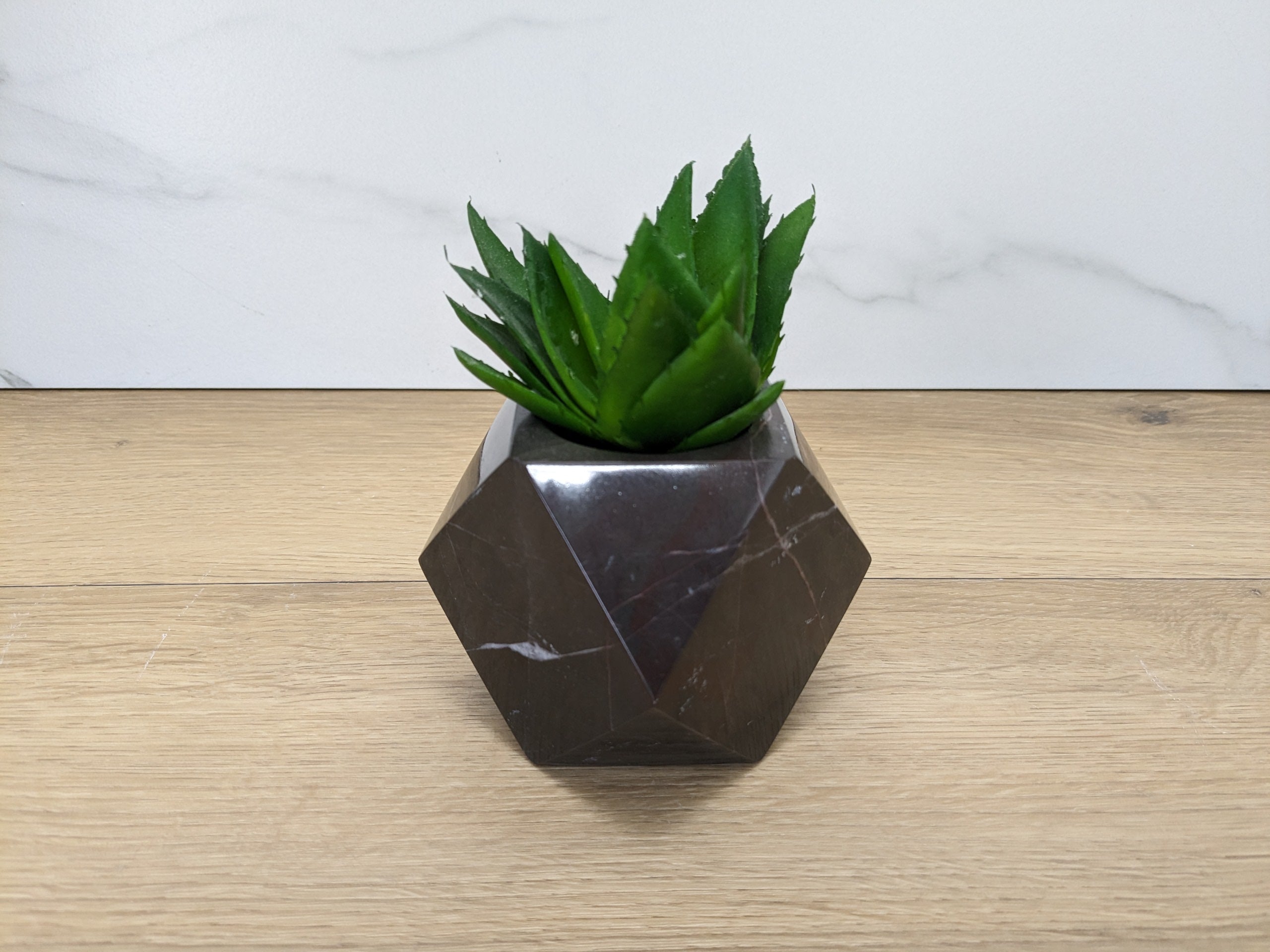 Black Onyx Stone Mini Planter. One of a kind. Handcarved in Mexico. We package and ship from the USA. Buy now at www.felipeandgrace.com.