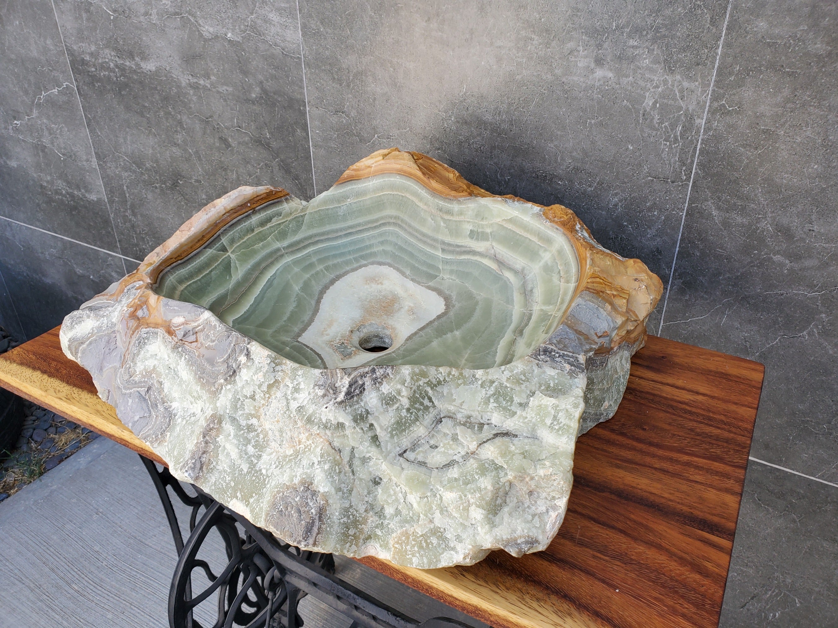 Green and Brown Onyx Stone Vessel Bathroom Sink Onyx Sinks Onyx Sinks Sinks