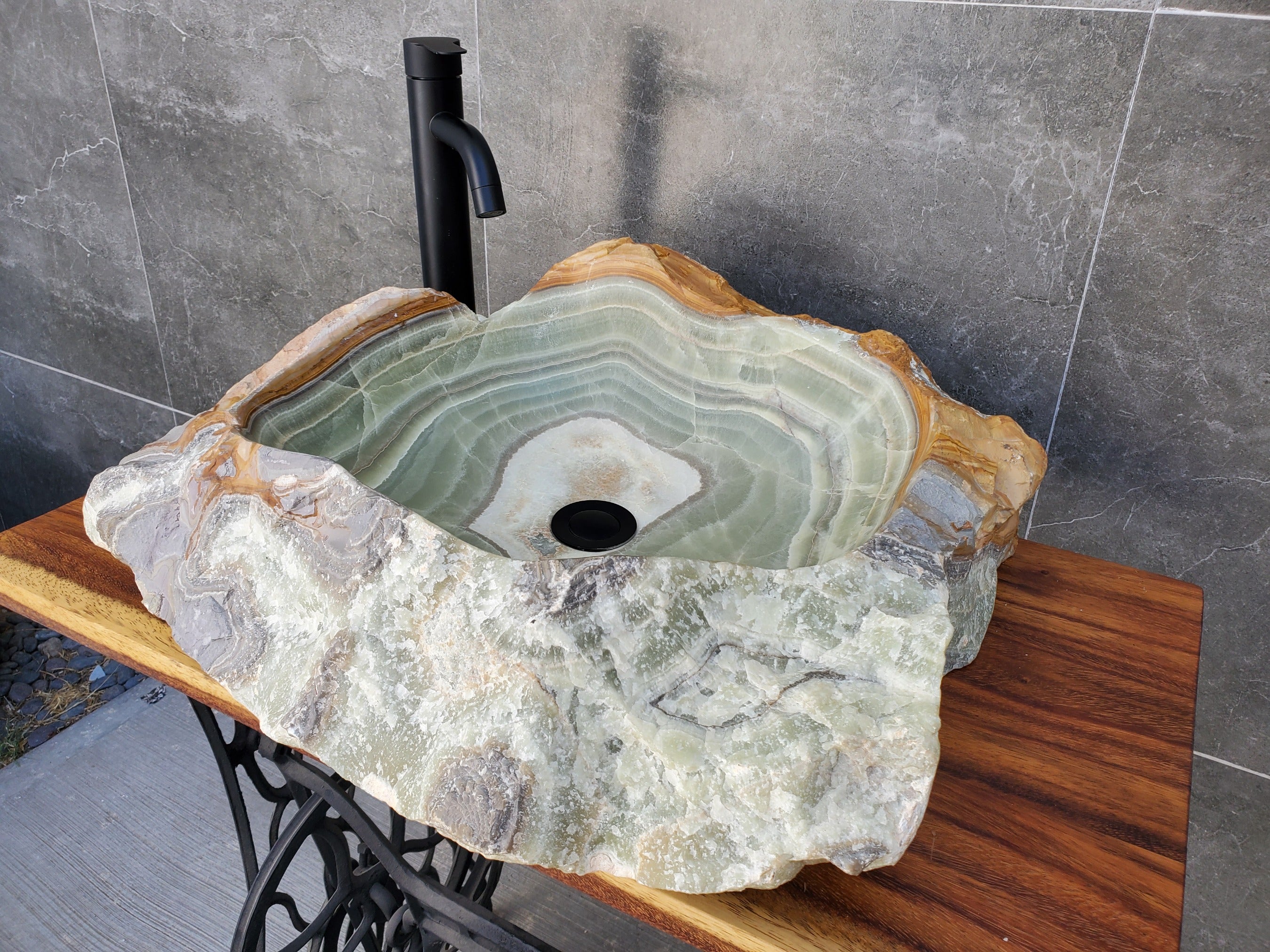 Green and Brown Onyx Stone Vessel Bathroom Sink Onyx Sinks Onyx Sinks Sinks