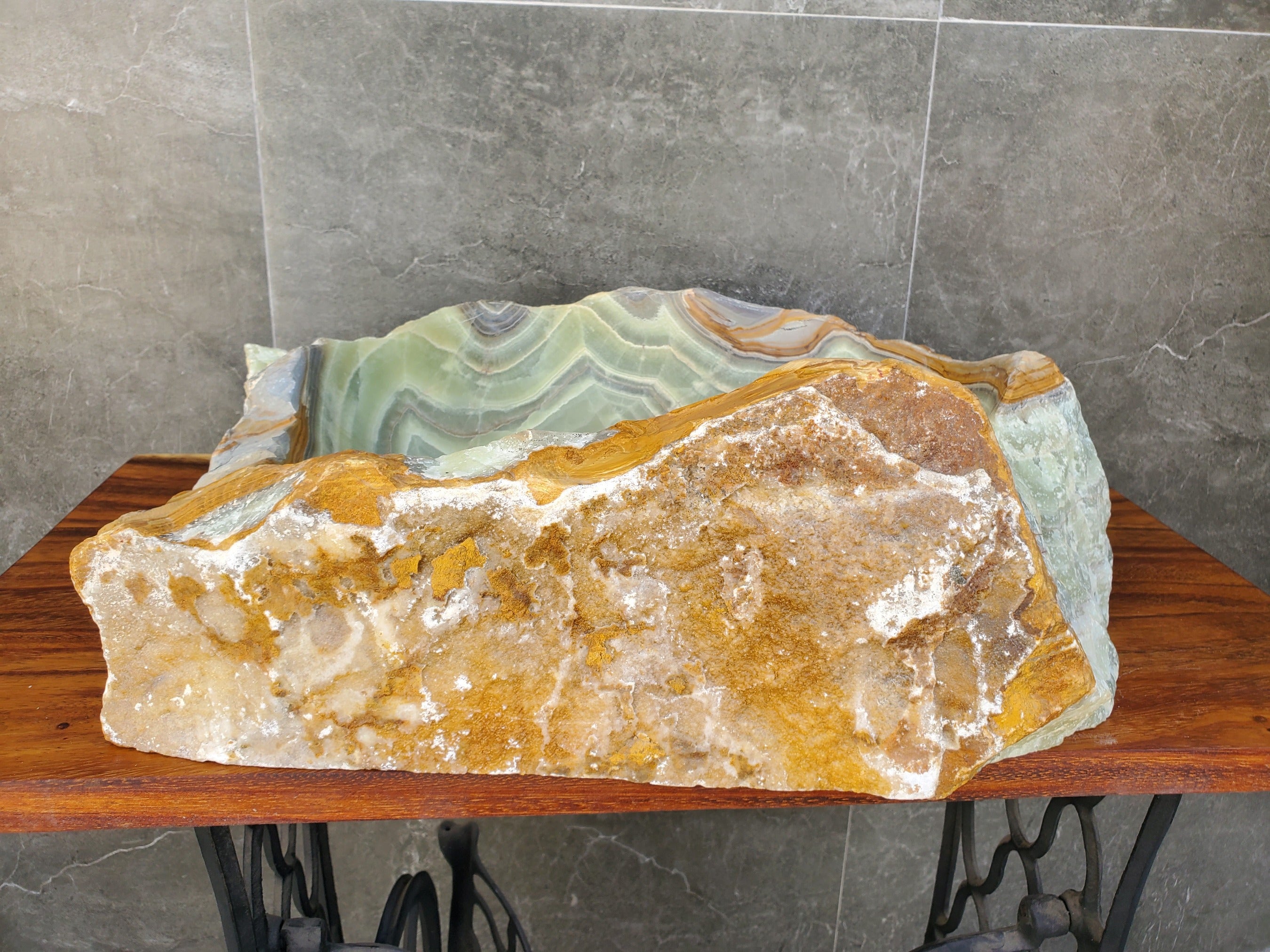 Green and Brown Onyx Stone Vessel Bathroom Sink Onyx Sinks Onyx Sinks Sinks