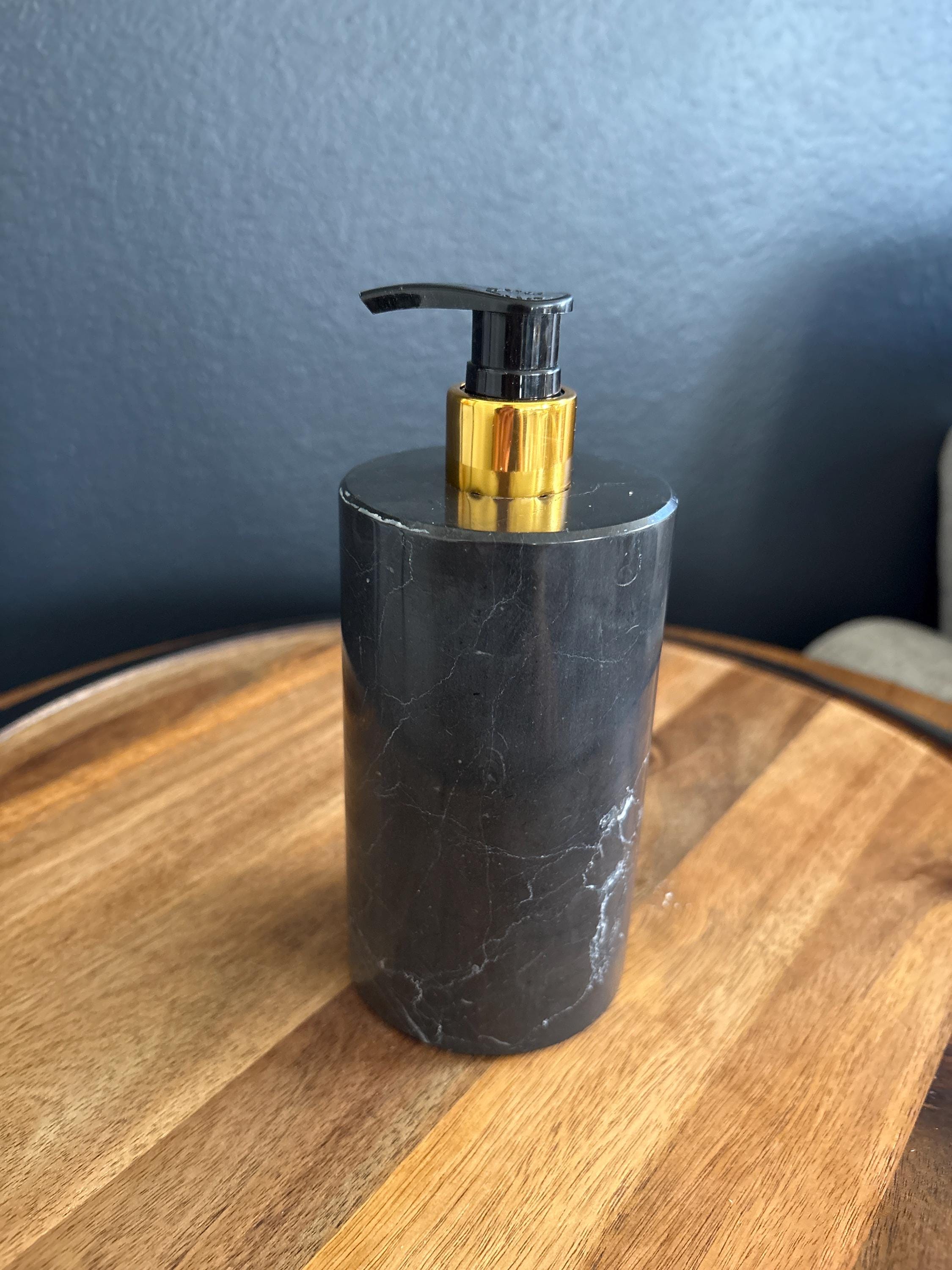 Onyx Stone Liquid Soap or Lotion Dispenser Bottle, White, Beige and Brown