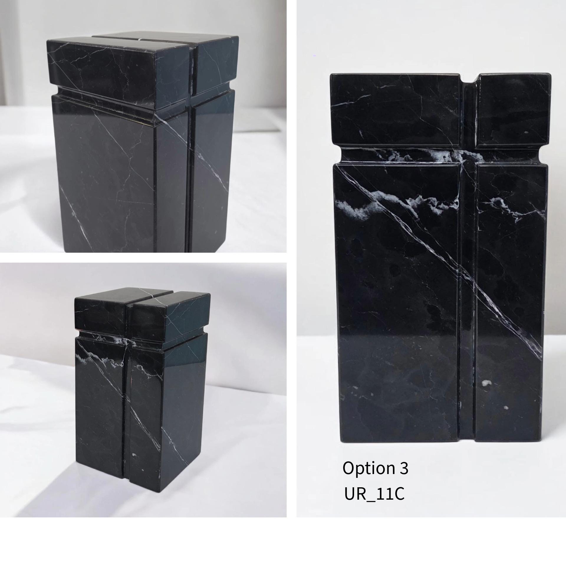 UR_11 Black Marble Stone Cremation Urn for Adult Ashes