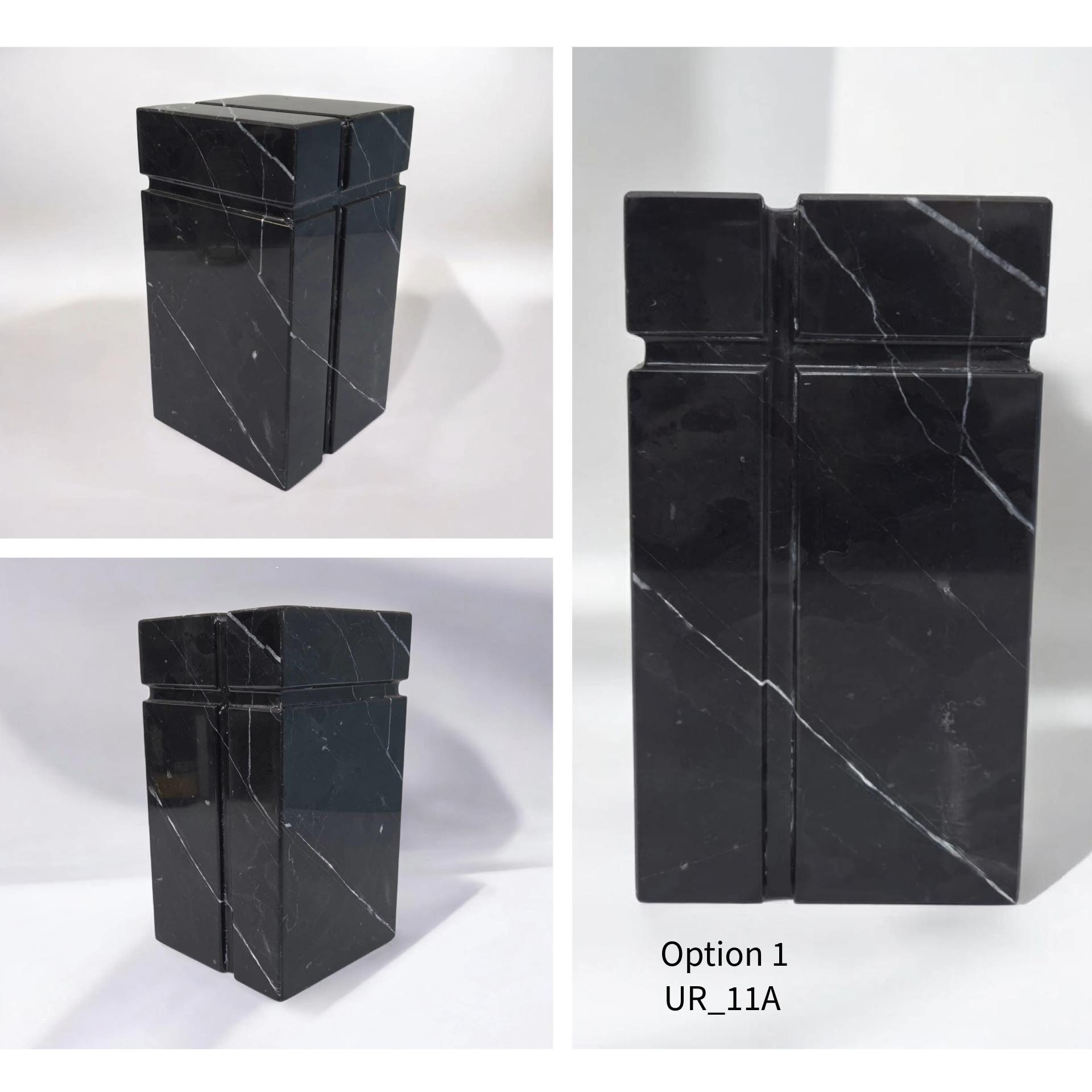 UR_11 Black Marble Stone Cremation Urn for Adult Ashes