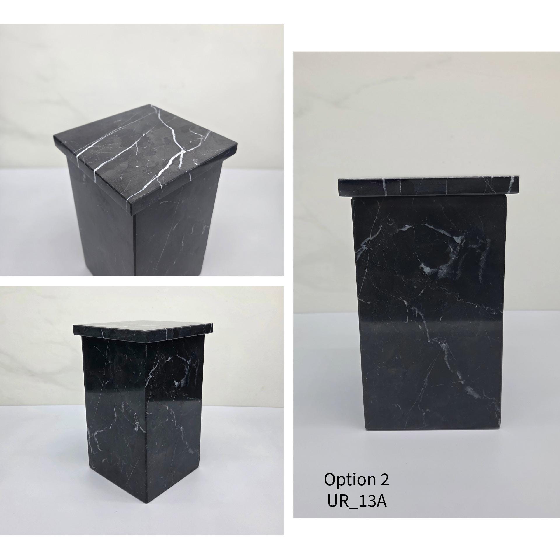 UR_13 Black Marble Cremation Urn for Adult Ashes