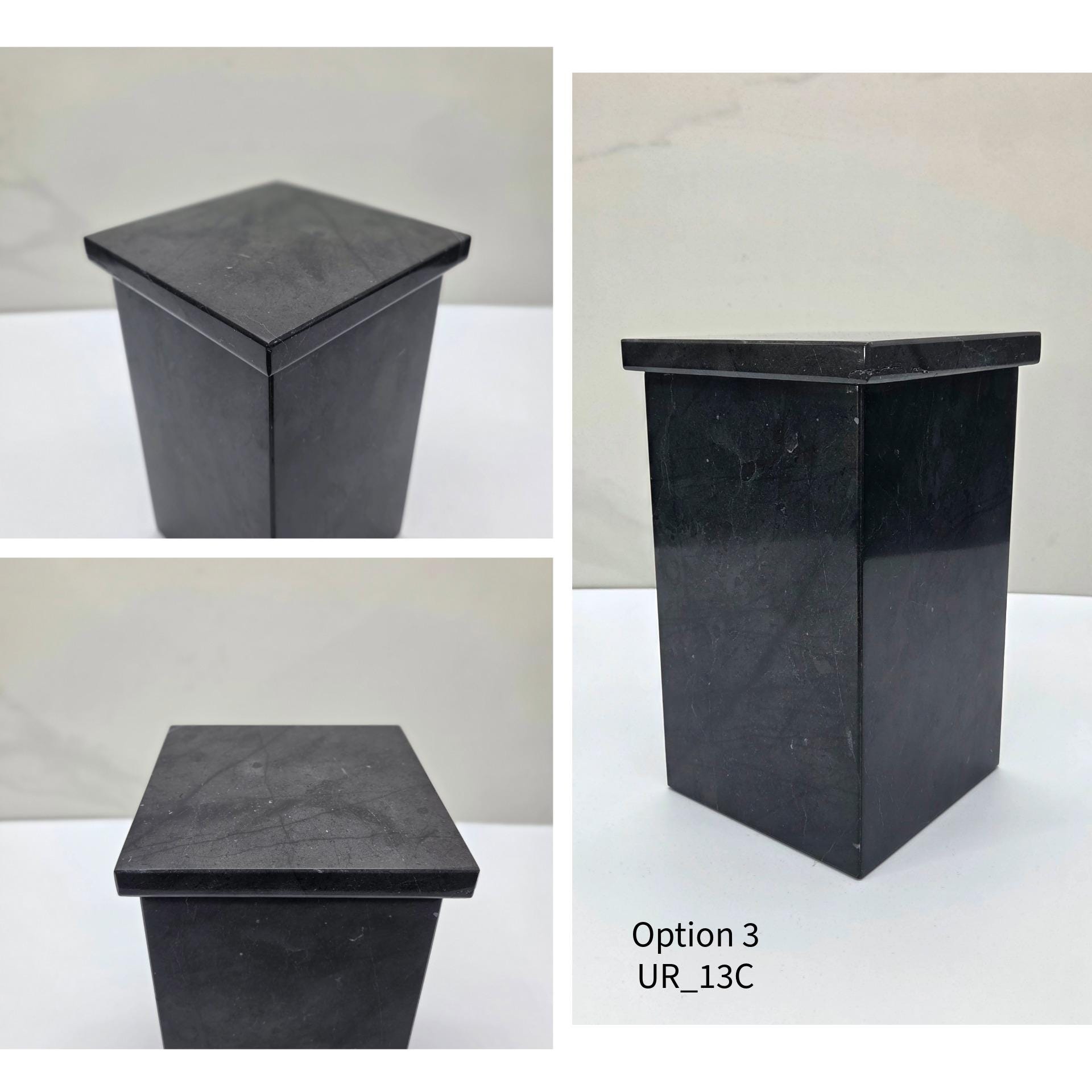 UR_13 Black Marble Cremation Urn for Adult Ashes