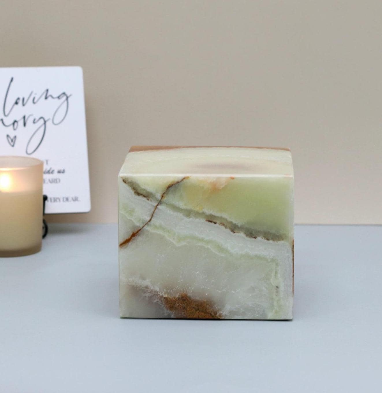 UR_10 Small Green Onyx Stone Cremation Urn for Ashes