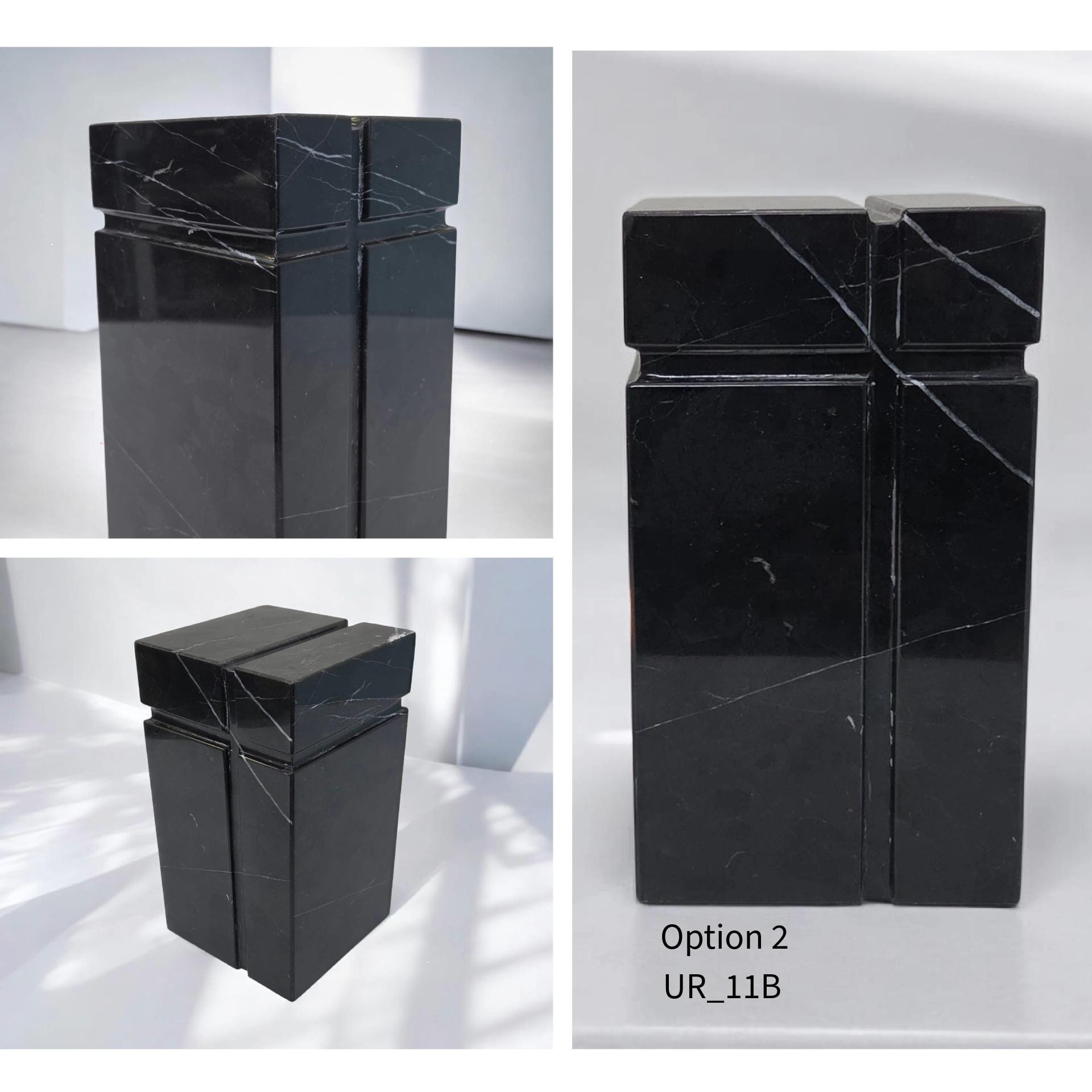UR_11 Black Marble Stone Cremation Urn for Adult Ashes