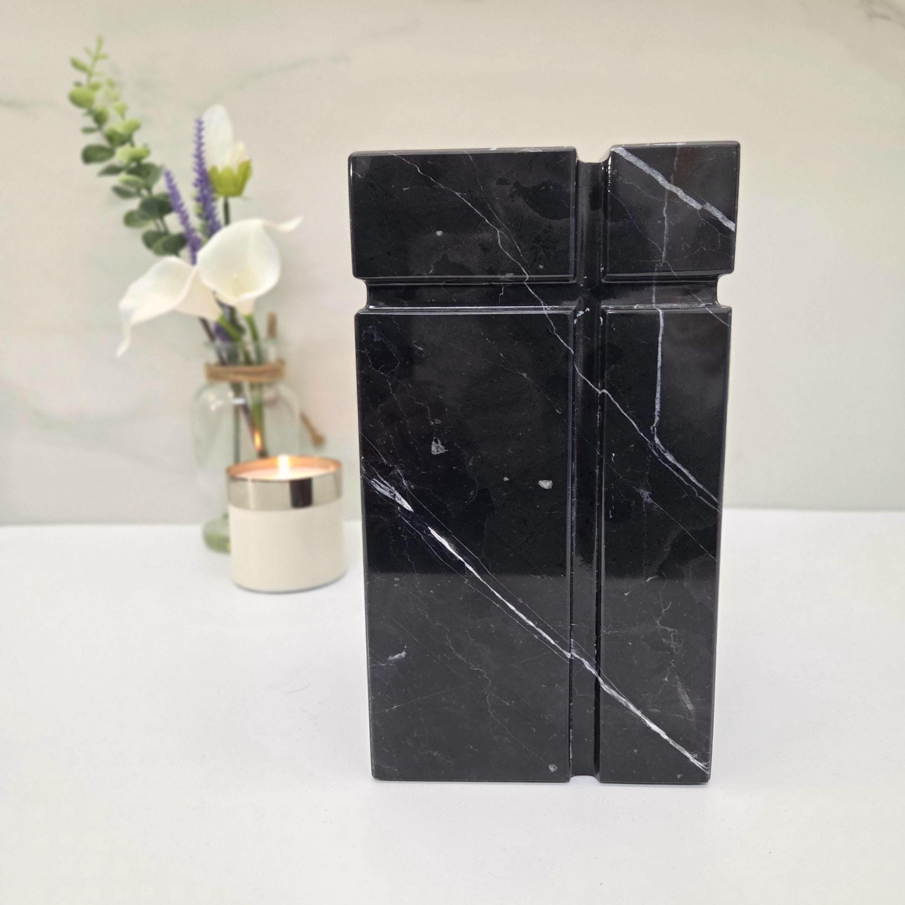 UR_11 Black Marble Stone Cremation Urn for Adult Ashes